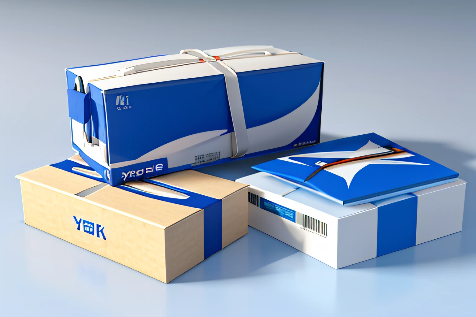 Product packaging design on blue background, by Ni Yuanlu, Product photography 4 K, Product photography, product design shot, studio product photography, commercial product photography, product introduction photos, high qualityProduct photography, 3 d product render, product introduction photos, packaging design, author:Yi Zaiwan, photo product, 3d product, The product renders the national trendy style