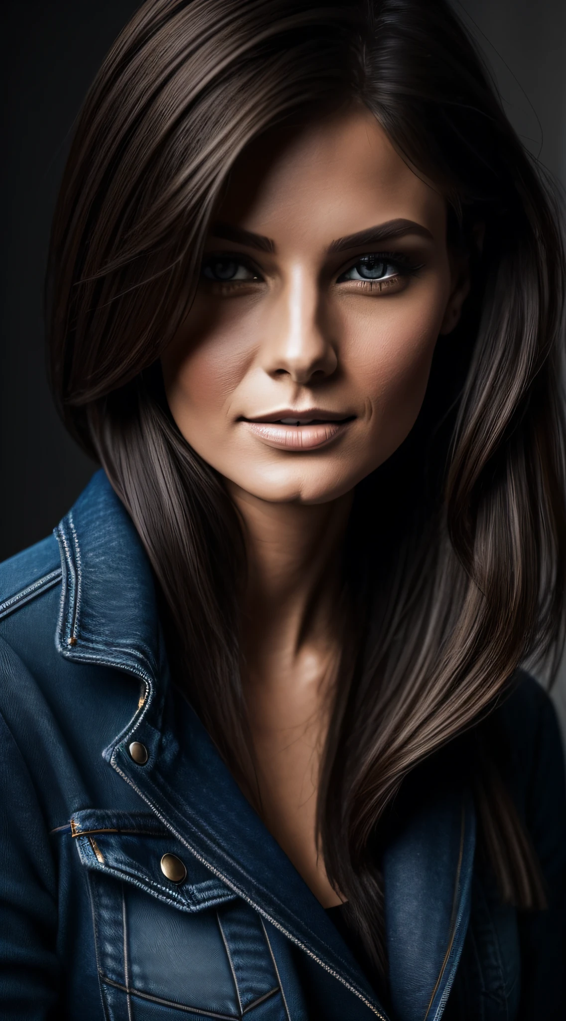 Please create a photograph of a 30-year-old Russian woman, in a realistic style, with high resolution. The photo should be taken in a well-lit studio, with soft light and no harsh shadows. The framing will be half-body, highlighting her presence and charming personality.
Special focus should be given to the eyes, capturing their captivating expressiveness. The model will be wearing red high heels, denim jeans, and an elegant leather jacket, creating a modern and sophisticated look.
Careful lighting and image composition should enhance the woman's natural beauty, highlighting her distinctive features and elegant style