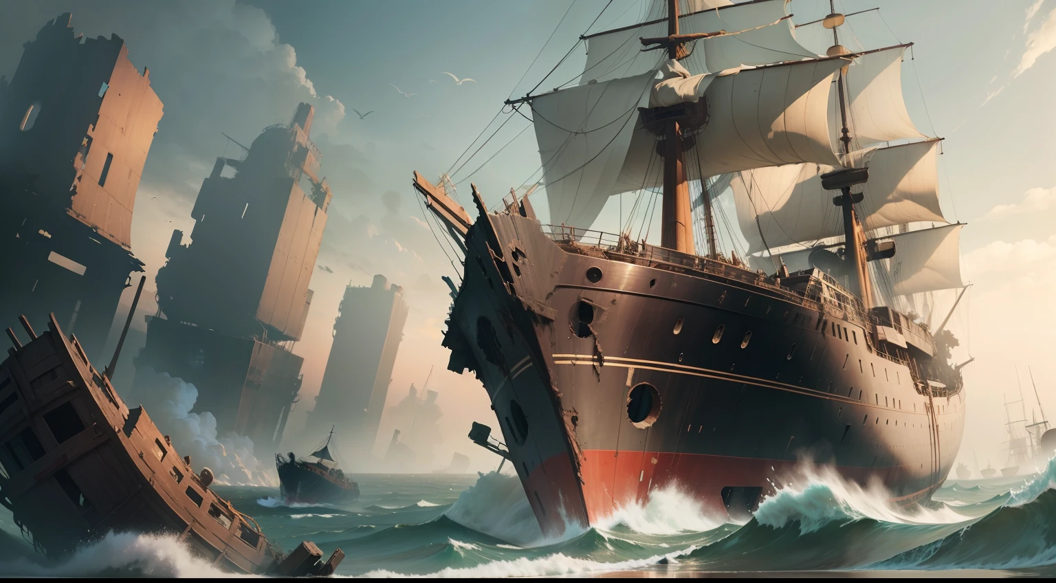 wreckage of a ship in the year 1800
