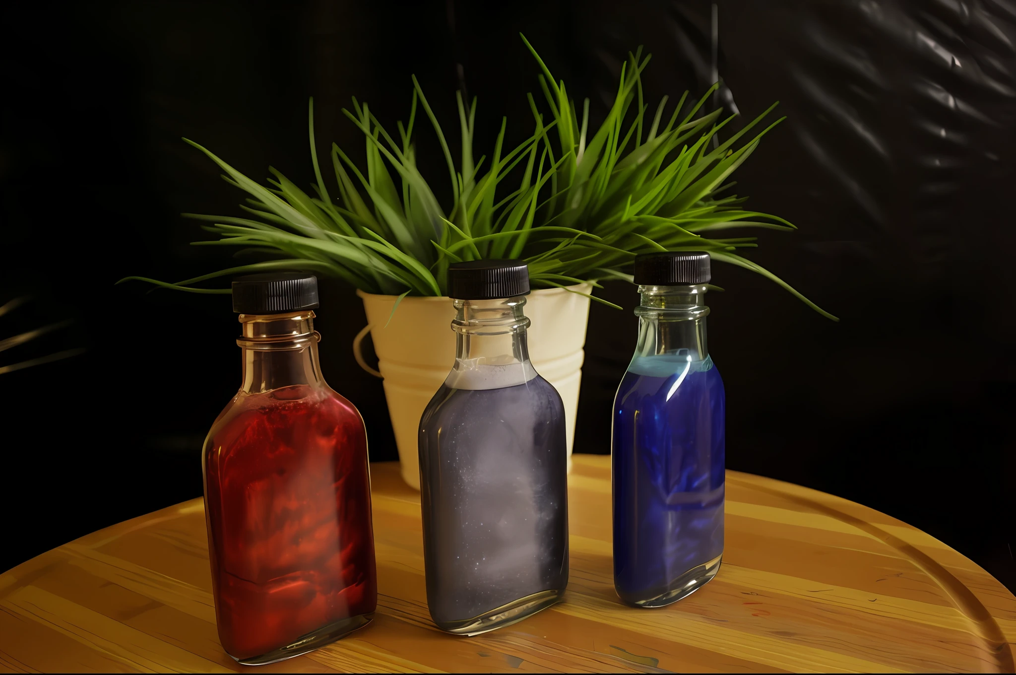 (galaxy in bottle:1.2), one empty bottle on table, gray wall on background, (yellow light on background:0.6), low angle, (intricate details:1.22), hdr, (intricate details, hyperdetailed:1.2), whole body, cinematic, intense, cinematic composition, cinematic lighting, (rim lighting:1.3), color grading, focused,