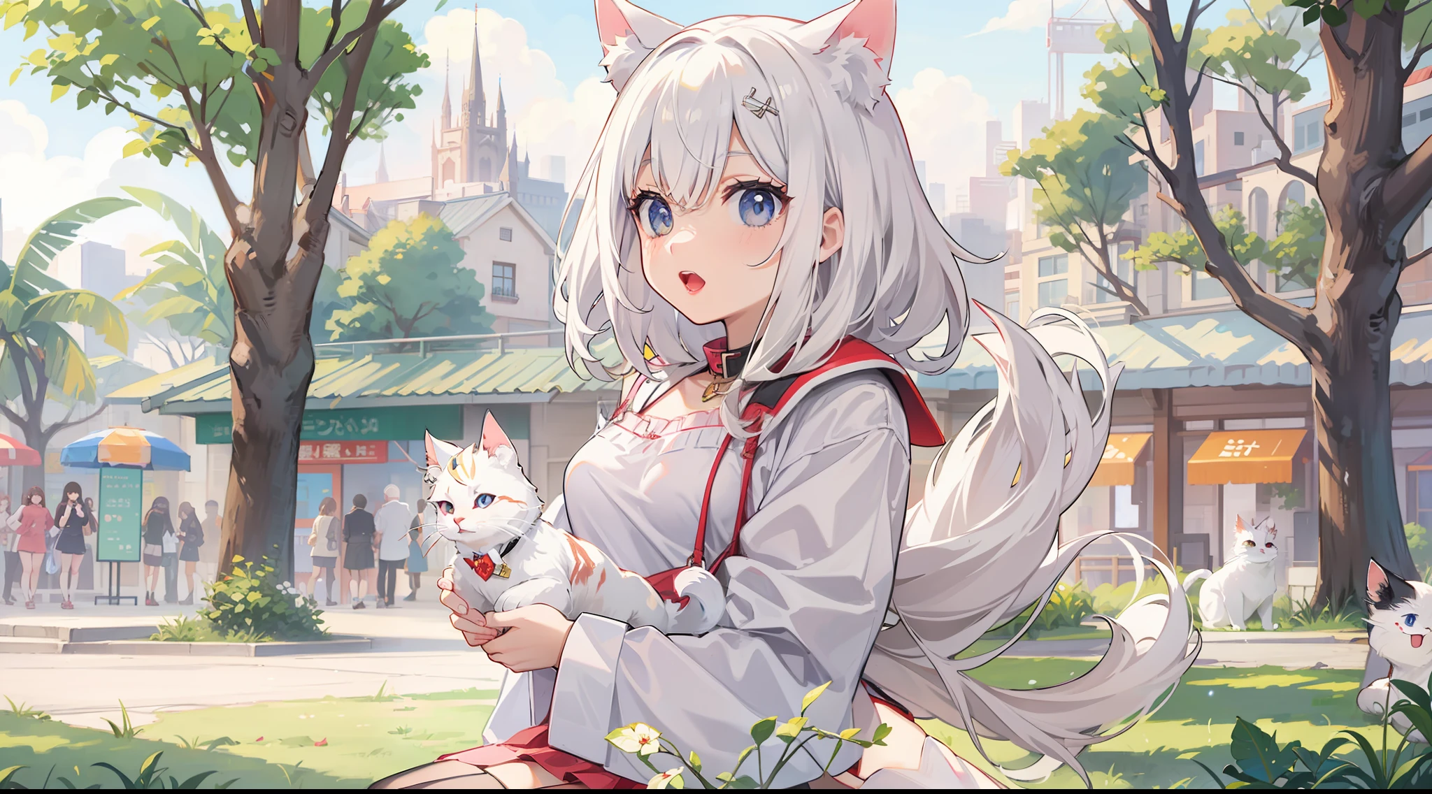Park miniskirt white cat-eared girl