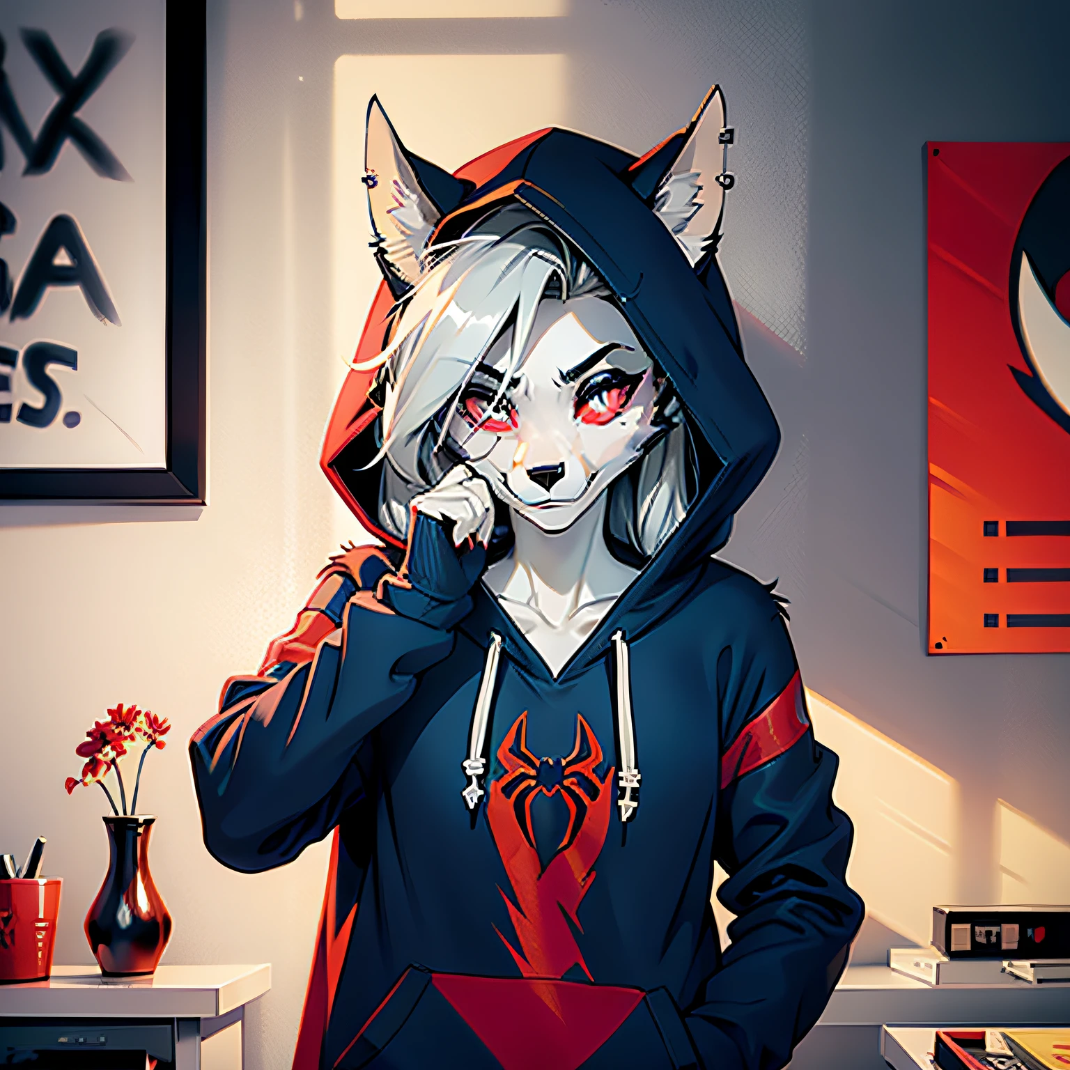 wolf red eyes hoodie spiderman