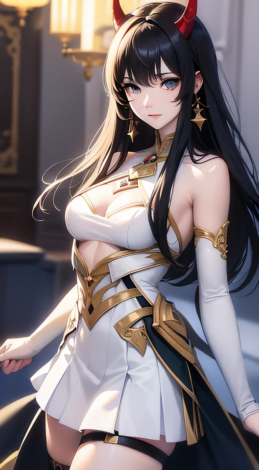 (realisticlying:1.4),(tmasterpiece,Dim light on the side,Fine beautiful eyes:1.2),tmasterpiece*sportrait,photorealestic,3D脸,Stelle\(Horn Star Orbit\),1girll,asiagirl,White shirt,red micro skirt,kosmos,orbiting,By bangs,Be red in the face,is shy,lewd eyes,Black hair,Medium-hair long,looking at viewert,wheezing,mediuml breasts