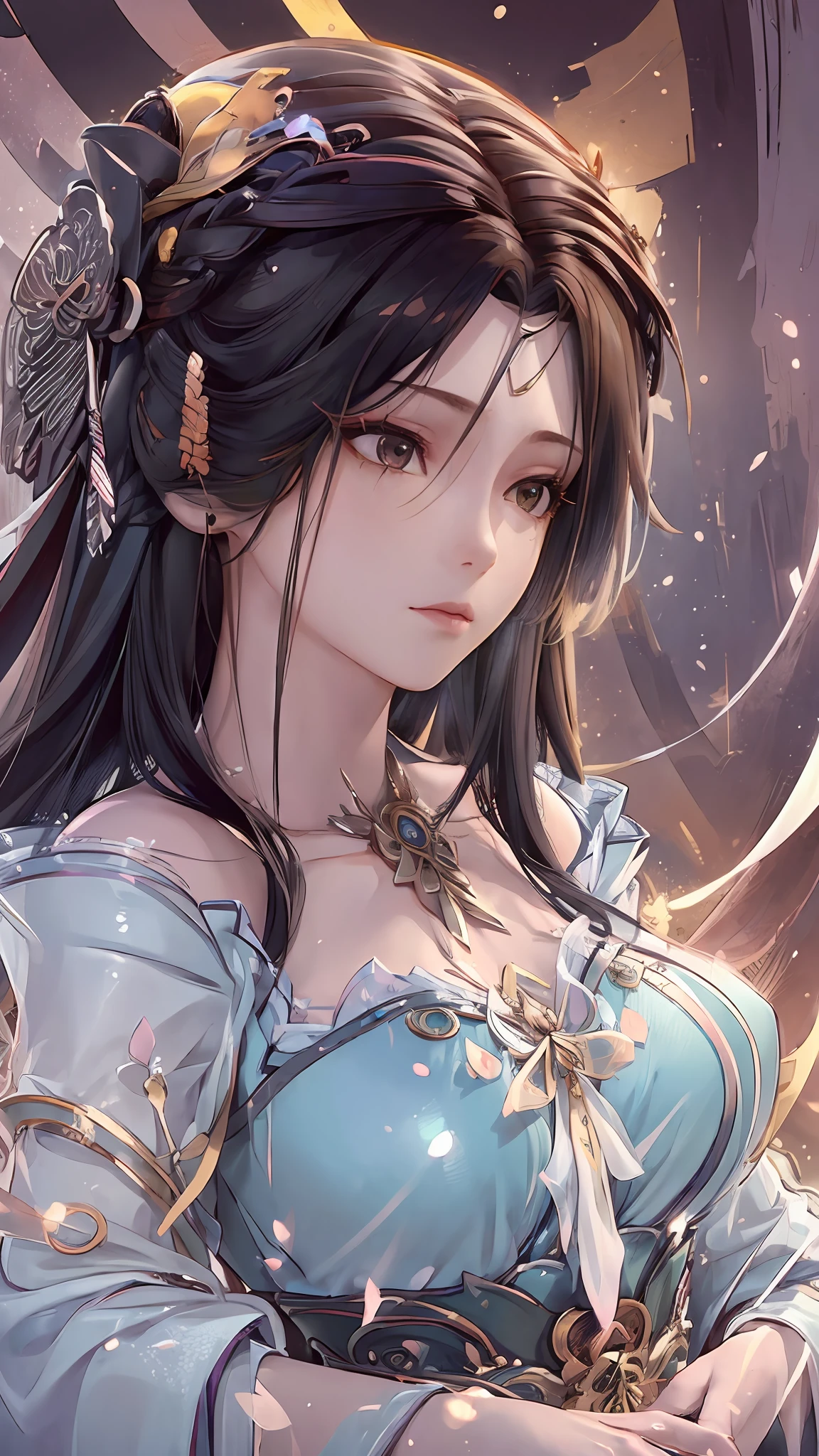(1girl:1.3),solo,__body-parts__,
official art, unity 8k wallpaper, ultra detailed, beautiful and aesthetic, beautiful, masterpiece, best quality,Fantastical Atmosphere, Calming Palette, Tranquil Mood, Soft Shading,
Miko priestess, charm spell, talisman familiar, shrine maiden duties,