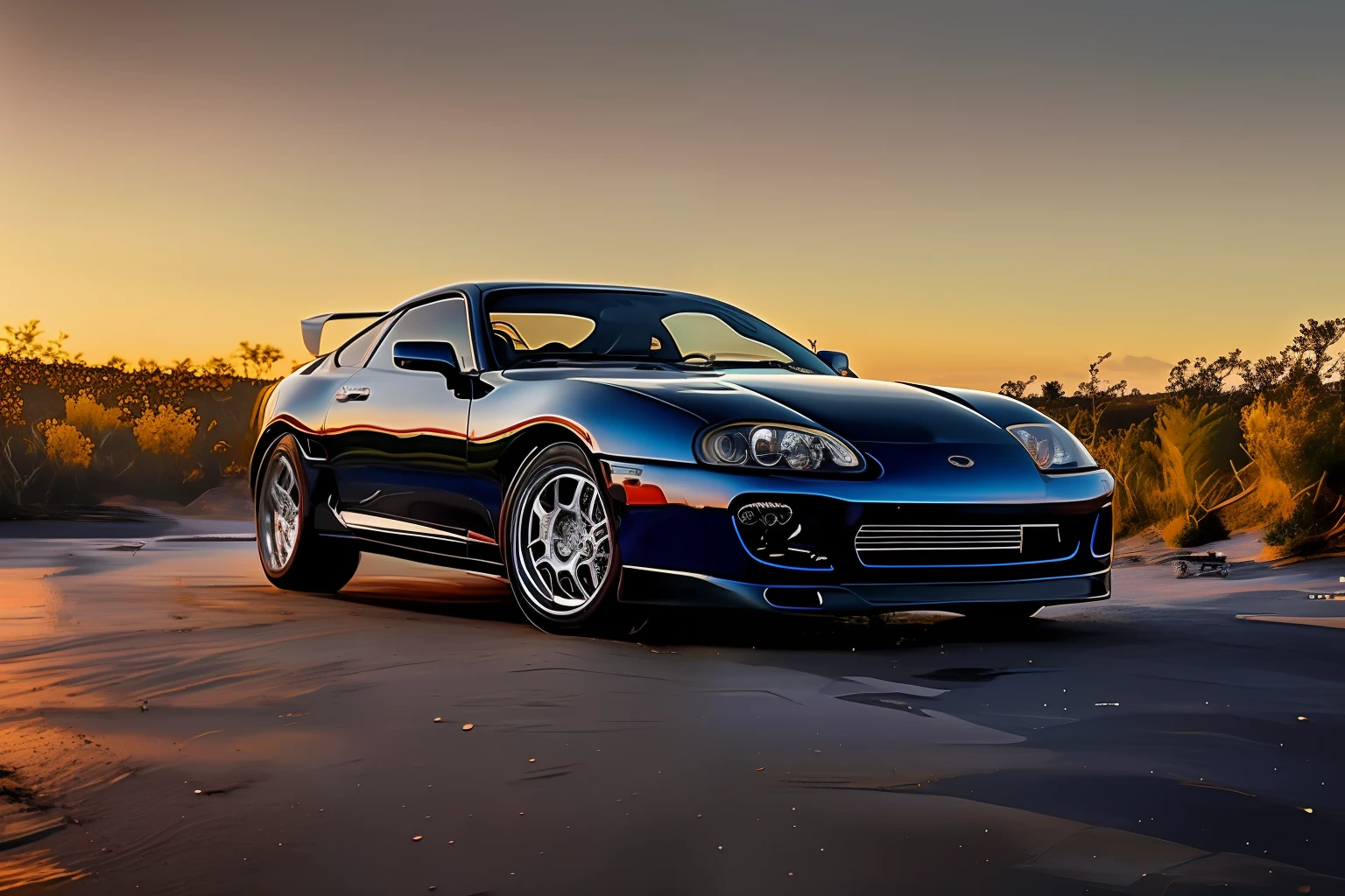 Claro! Here's your detailed prompt for a sports car in a seaside sunset setting:
"Um carro esportivo de design futurista, with smooth curves and streamlined lines, is parked on a coastal road surrounded by picturesque scenery. The car is a high-tech show, with bright metallic details and LED headlights that perfectly reflect the light of the sunset. The body is painted in a captivating color that seems to change tone as the light changes.
The sunset is magnificent, painting the sky in a vibrant color palette. Os tons alaranjados, pinks and violets of the sky blend gently with the golden clouds, Creating a dazzling spectacle. The sun is slowly setting on the horizon, casting a soft, warm light on the scene, criando reflexos brilhantes no mar calmo.
The sea stretches as far as the eye can see, com suaves ondas batendo suavemente na costa. The reflection of the sunset on the water gives a sense of tranquility and serenity to the environment.
This image is a true 16K work of art, capturando todos os detalhes do carro esportivo, the scenery and rich color palette of the sunset, providing a high-quality, immersive visual experience."
I hope this prompt stimulates your imagination and helps you create a beautiful work of art! Se desejar, You can look for talented artists who can turn that description into a high-quality, realistic image.