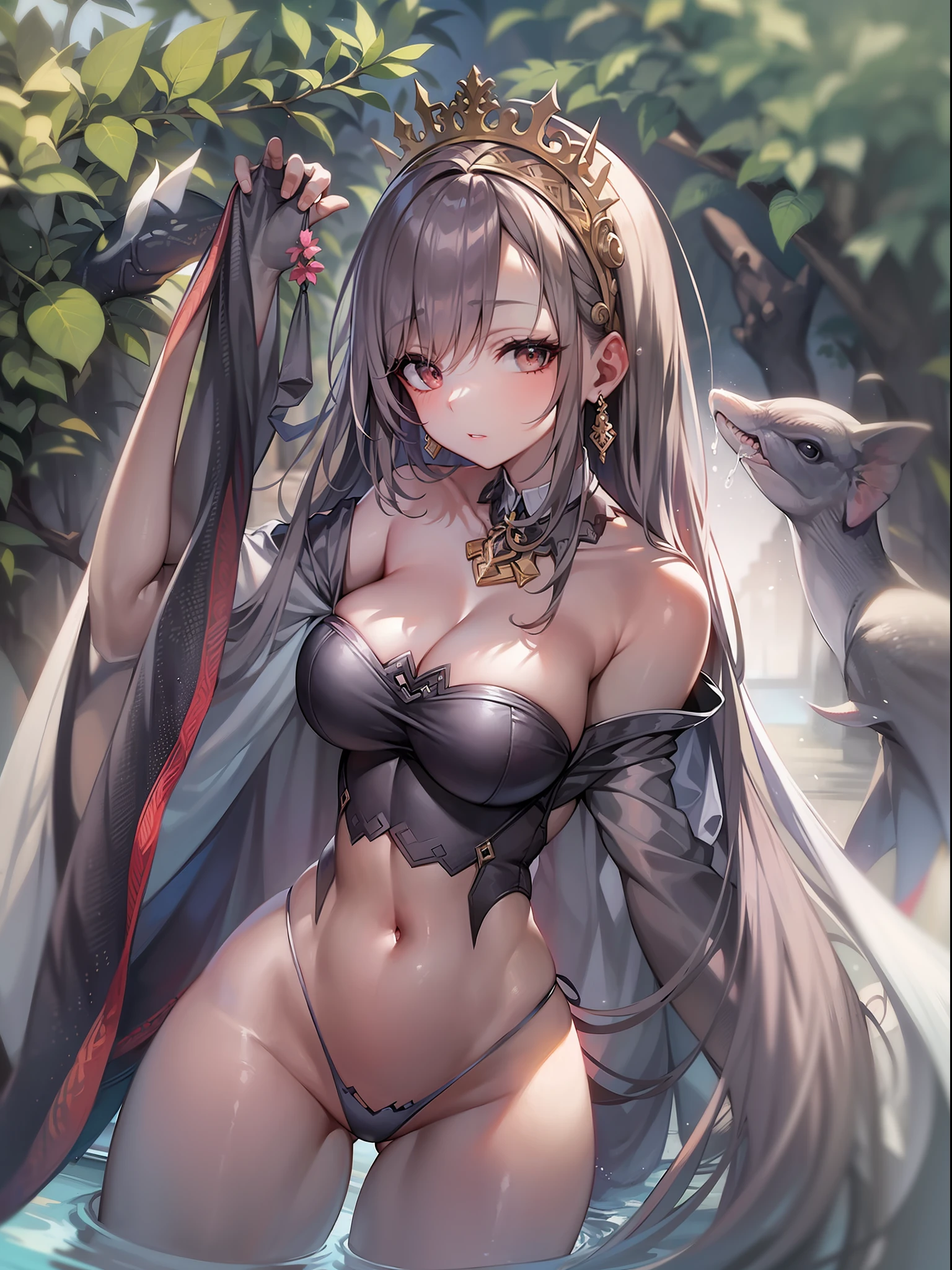 salmon lady、Beautiful salmon、Adult、spawning、sexy for、massive chest、((huge breasts1.8))