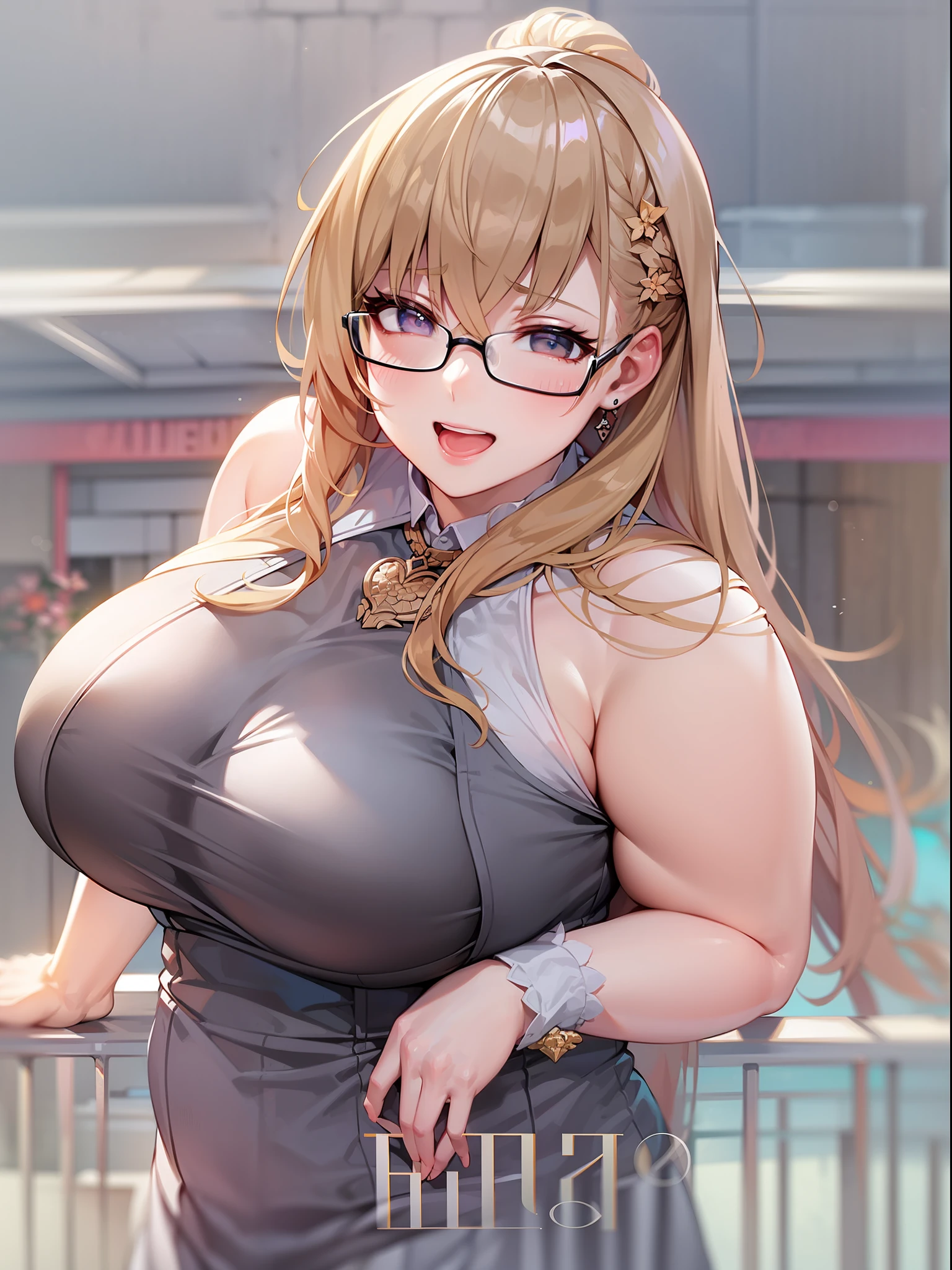 salmon　Lady、Beautiful salmon、Adult、sexy for、massive chest、((huge breasts1.8)),