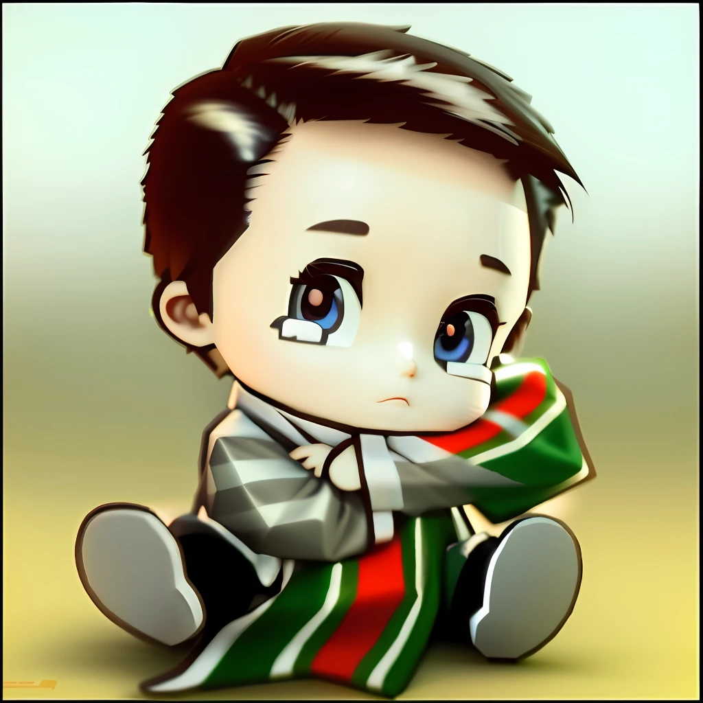 Cartoon Boy,围巾,The eyes are melancholy,3D modeling,Disney style