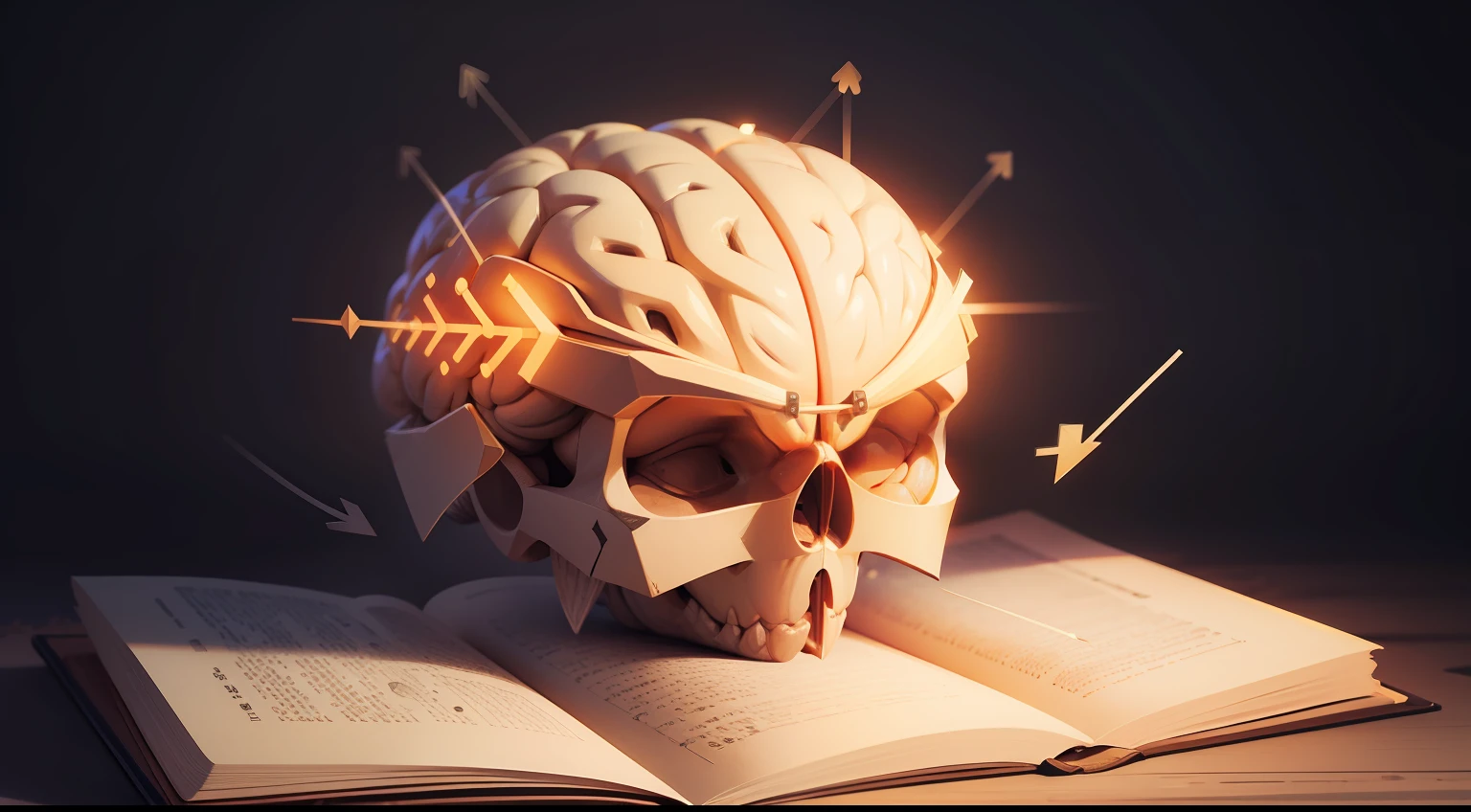 Illustration of a brain with arrows indicating cognitive stimulation while reading