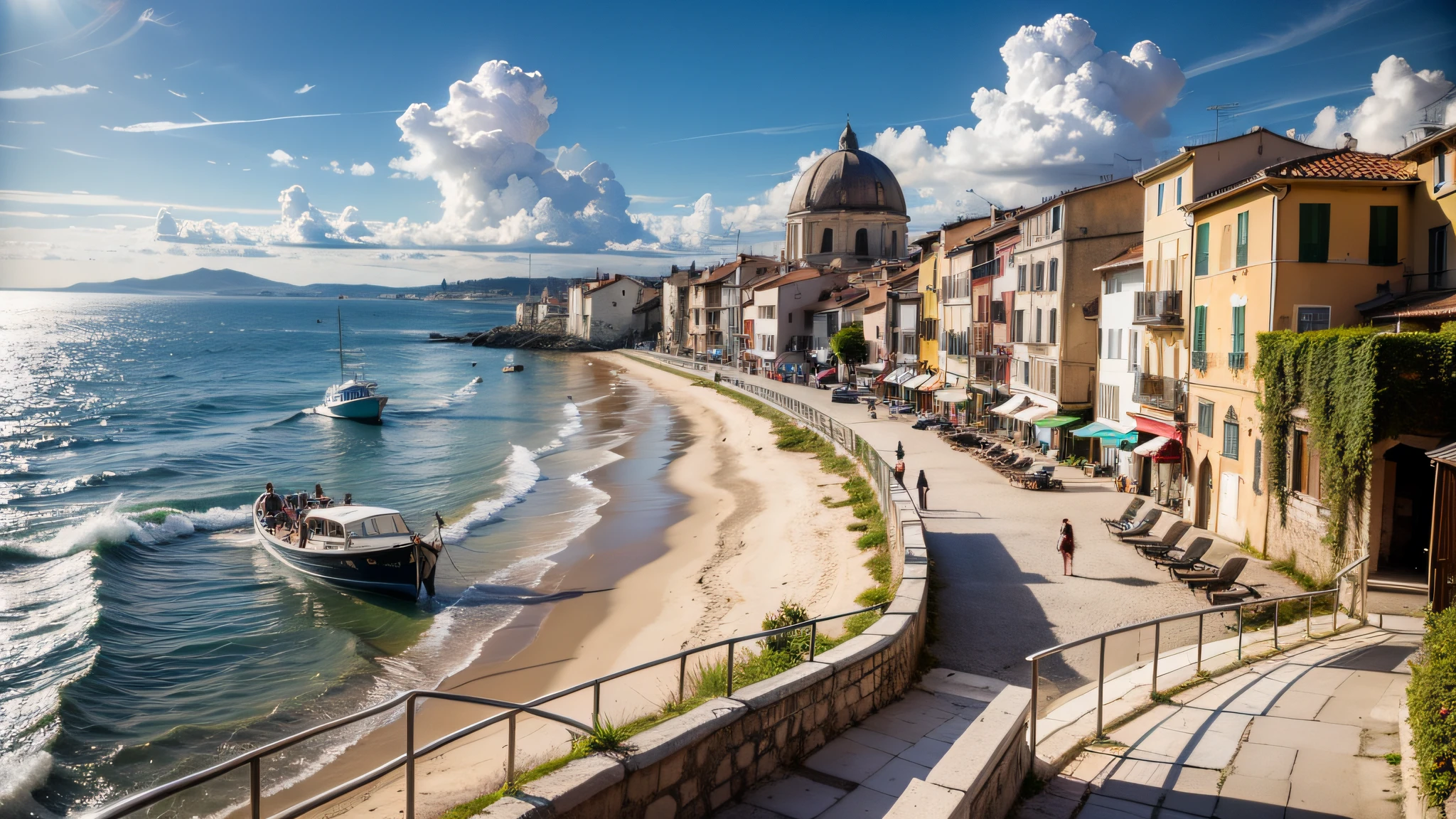 Beautiful Italian coast of Rimini、towns、realisitic、64k