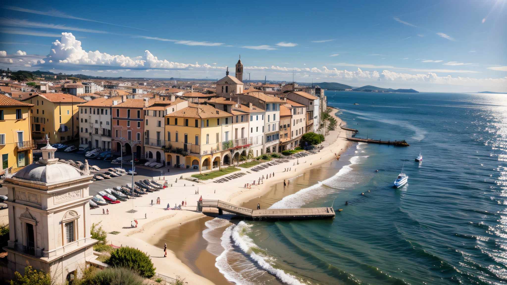 Beautiful Italian coast of Rimini、towns、realisitic、64k