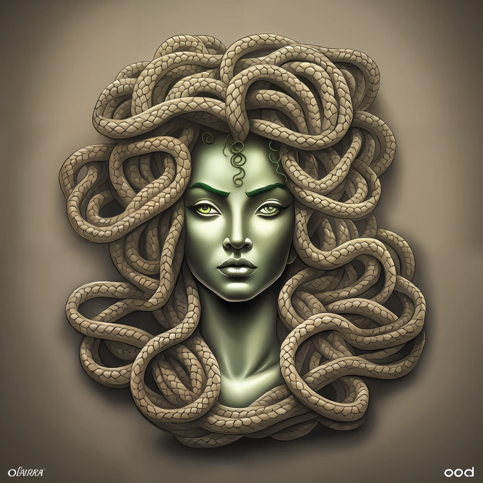 medusa, olhando para o lado, sem cor, desenho feito a mao, apenas a ponta da caneta, detalhe no cabelo de cobra, minimalista, realista, Png