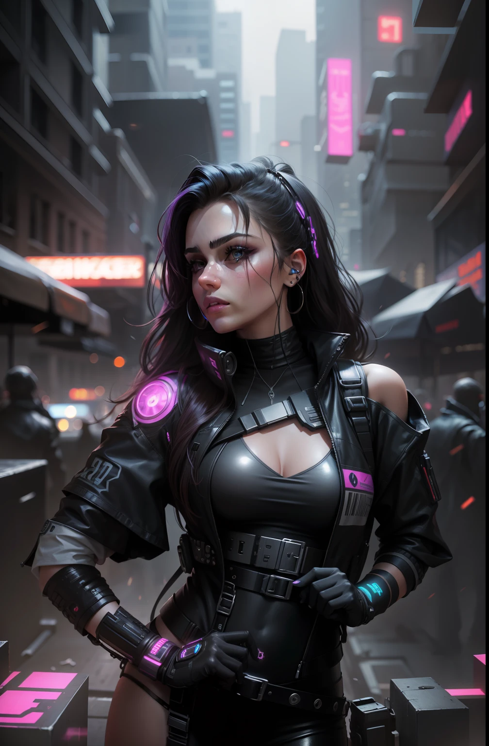 Change background cyberpunk handsome girl, realistic face, 8k, ultra realistic,