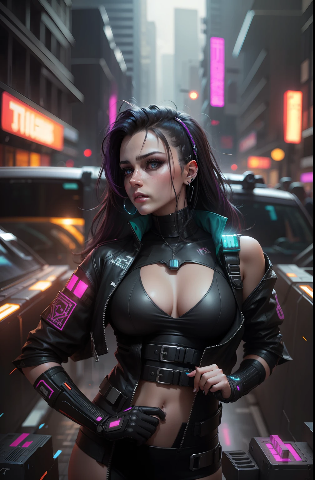 Change background cyberpunk handsome girl, realistic face, 8k, ultra realistic,