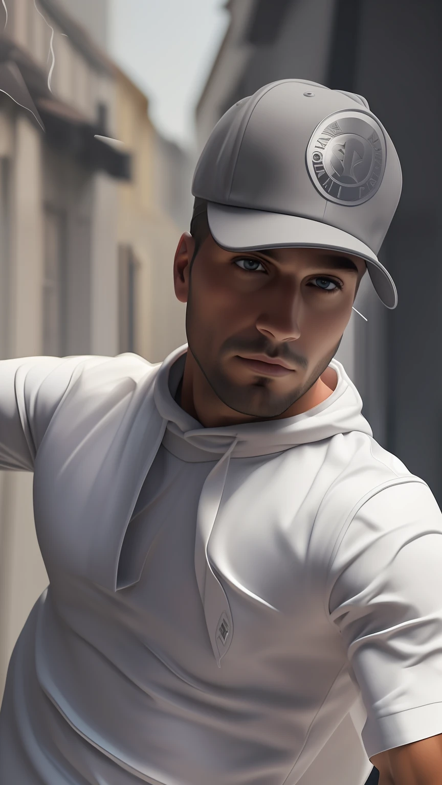 Homem hiperrealista, (hiperrealista), (alta resolução), (8K), (extremamente detalhado), (best illustration), (melhor qualidade), (super detalhado), (obra-prima), (rosto detalhado) homem foto rosto detalhado, praia, blusa vermelha, oculos, Grey cap