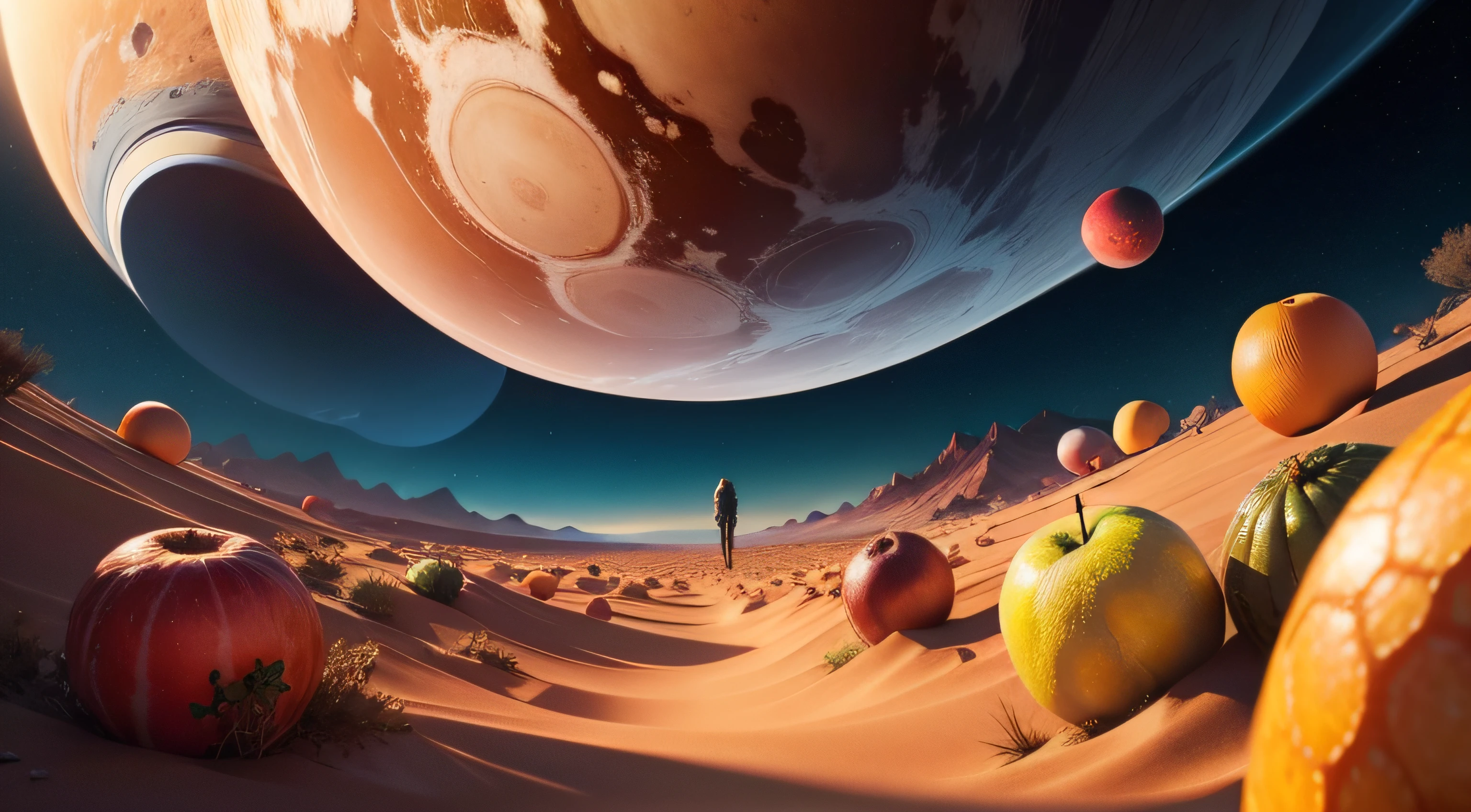 image of planet earth, image of fruits inside the planet, people over 50, uhd, hd, 4k