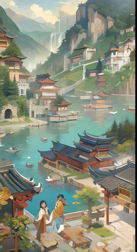 The best quality, masterpiece, koryos, ink bisim, vu changshuo, bonian, real banqiao, badasan people,
mountain horizon, river, forest, village,