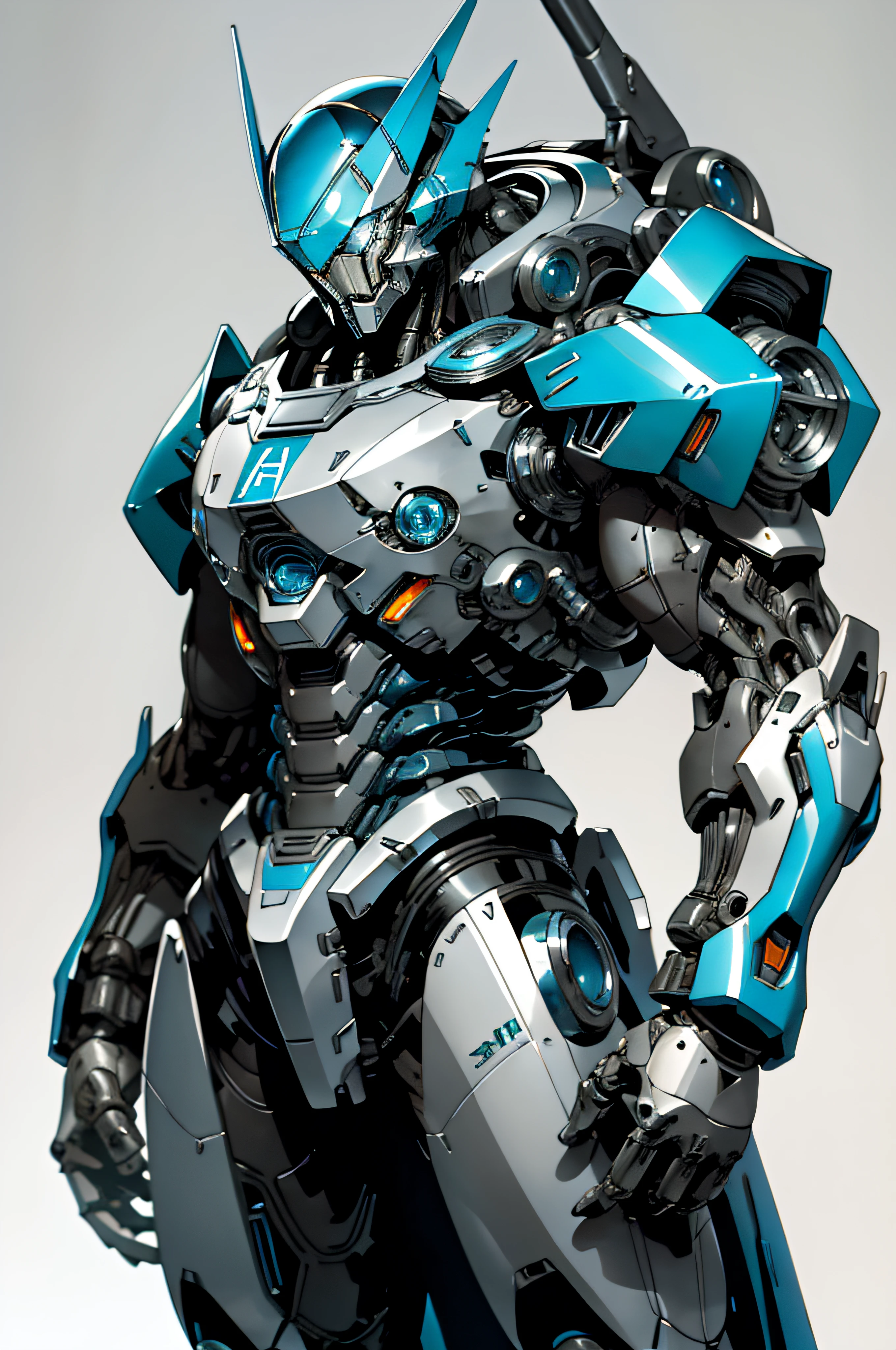 1 alien in Gray chrome and blue chrome, chrome armor , chrome mecha, biomechanical,
ink, clear lines, negative space, high contrast, gradient color, art by h.r.giger and jim lee