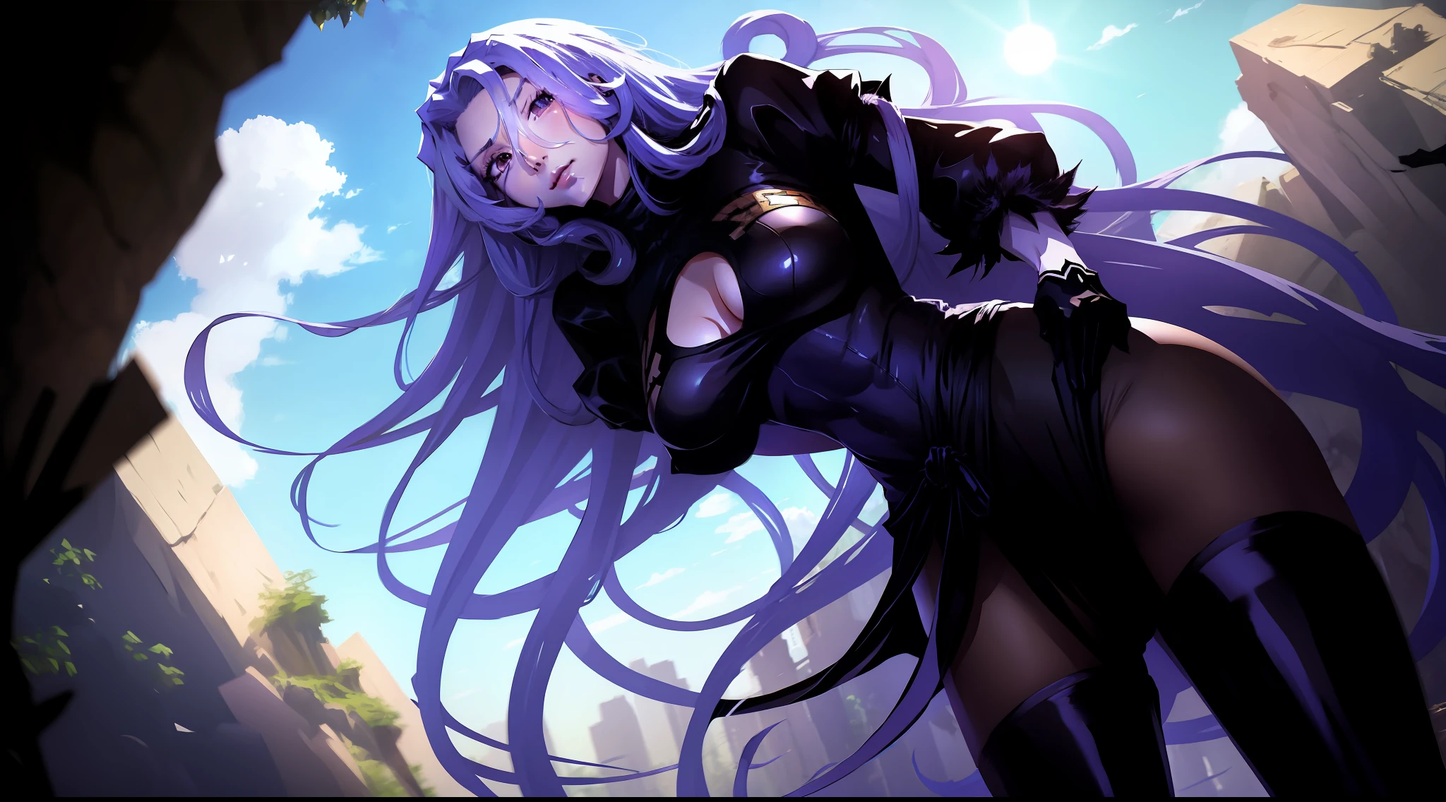 anime, Break through the sky, Queen Medusa, Raised sexy, blacksilk