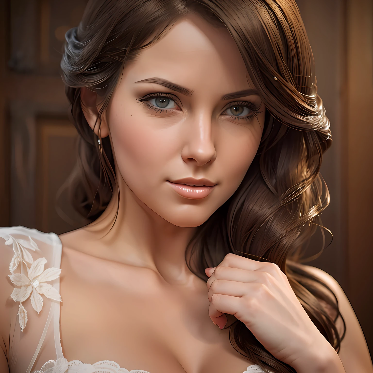 "Recreate a lifelike image of a woman with realistic details."