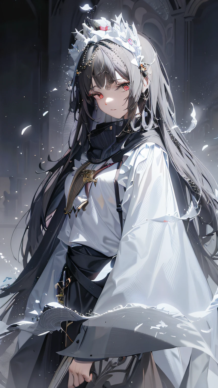 brunette color hair,Red eyes, Long messy hair, ventania, (Kizi:1.5),Lace,ribbons,Hambu,(tmasterpiece,Sideslit,Delicate and beautiful gray eyes:1.2),tmasterpiece,Realiy,glowing light eyes,shinny hair,Long hair,shiny skins,独奏,embarressed,No shoulder strap,delicated,big breasts beautiful,trpical garden,blossoms,flying petal,