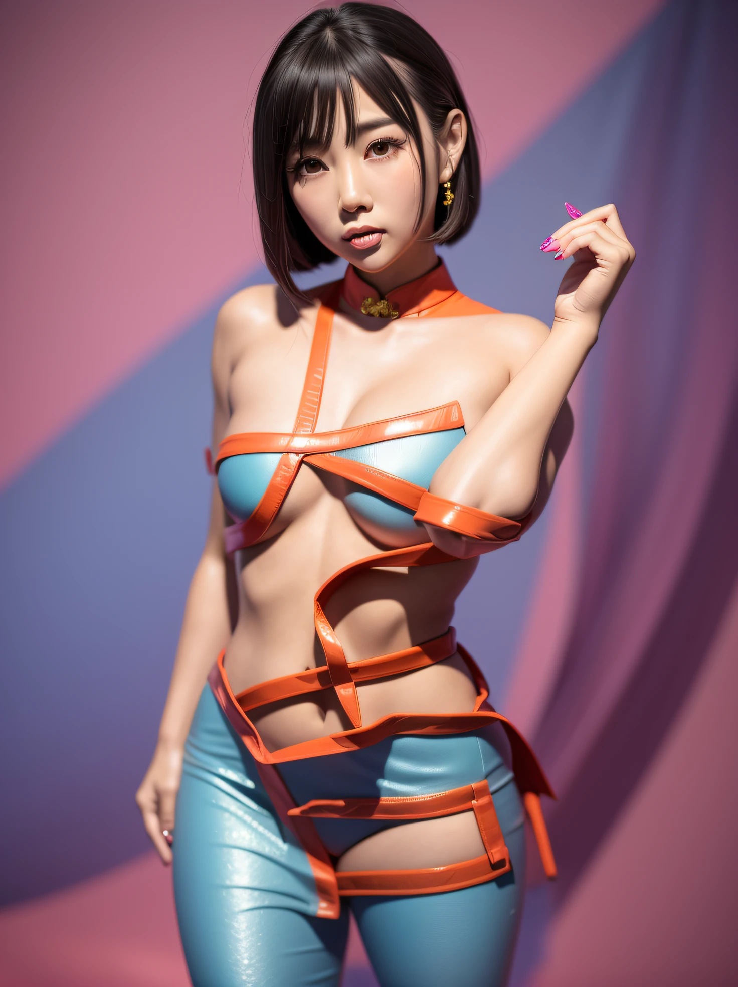 Asian woman posing for photo in colorful cheongsam, photorealistic anime girl rendering, detailed face of a asian girl, 3 d anime realistic, Smooth anime CG art, Realistic. Cheng Yi, Realistic anime 3 D style, render of a cute 3d anime girl, Rendu portrait 8k, 3 D rendering character art 8 K, Kawaii realistic portrait
