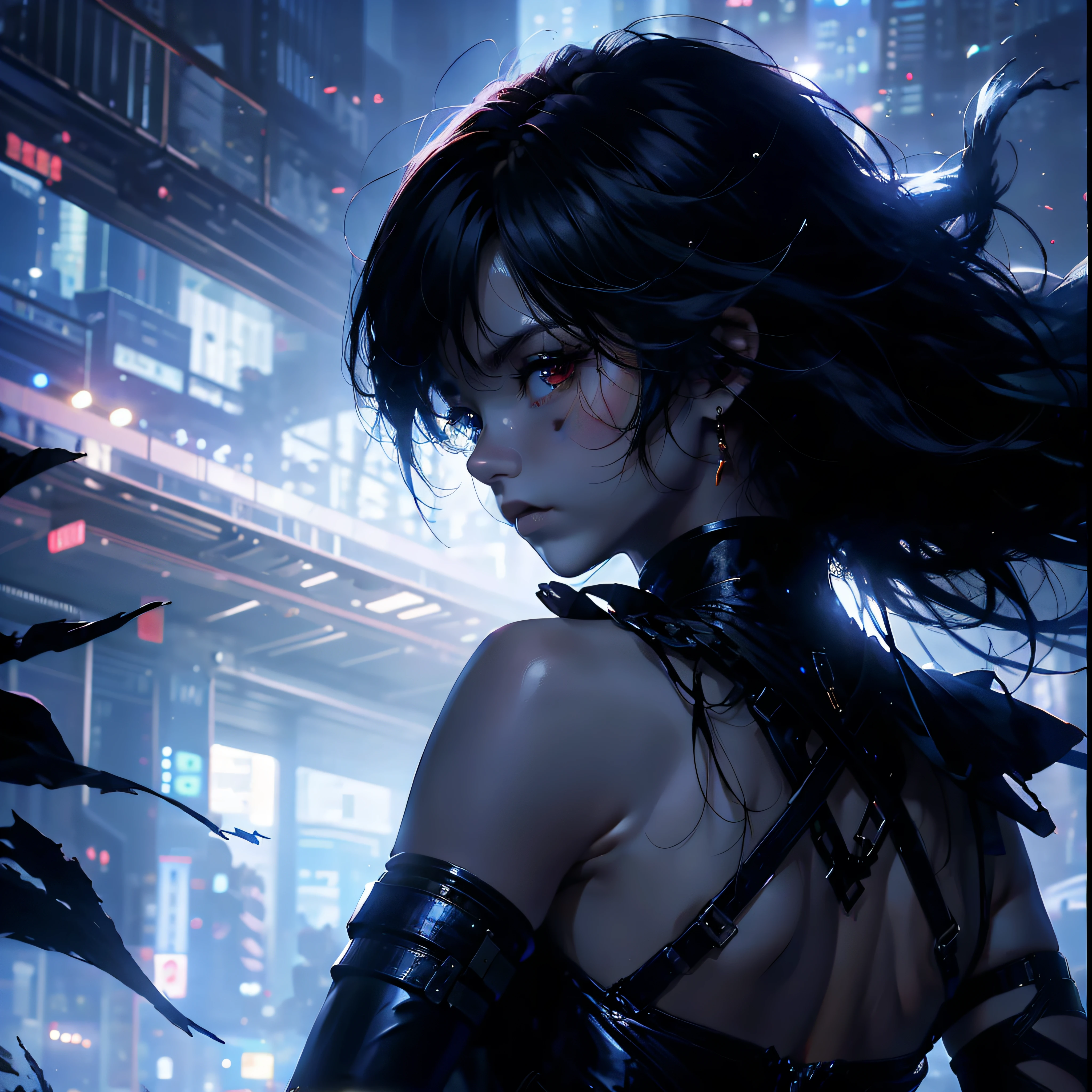 (((looking at another)))，does not look at the viewer，{{{Turn your back to the audience}}}，(((full bodyesbian)))，{{very wide wide shot}},{{From below}}，((Dutch angle)),((Perspective))，,((The course of the battle))，Two-player battles，Reflective floor, A masterpiece of mirrored textured flooring, best qualityer, best qualityer,Amazing,((1girll)),combat scene，finedetail,depth of fields,extremely detailed wallpaper CG unity 8k, Masterpiece, full bodyesbian,(Loli),(whaite hair), red streaked hair, Red eyes, (full bodyesbian),red hair, (((with sword))), Angry face,(美丽细致的眼睛), Blood drop,Blood fog, floated hair,light shafts, soft focus, character focus,messy  hair,with long bangs, hairs between eyes, view the viewer,lowing hair, Floating, Splashing blood,Long hair,(blood stain)