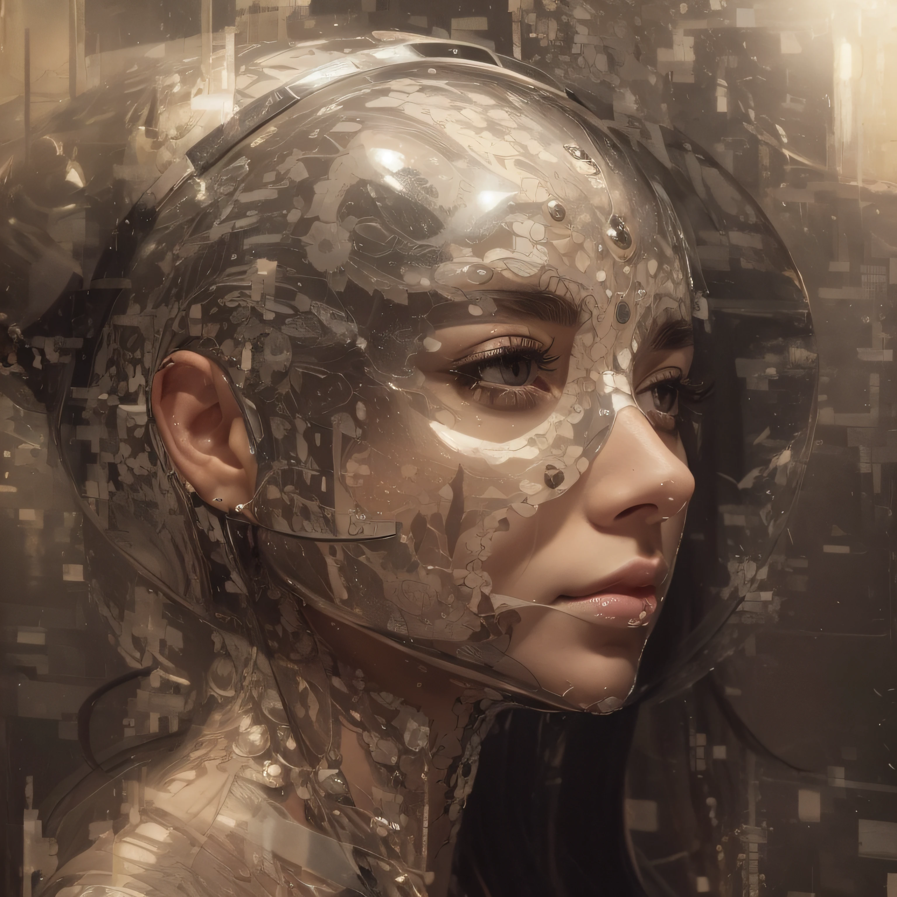 "Reveal her countenance, capturing the essence of a woman with a flawlessly clear visage and astonishing lifelike precision."