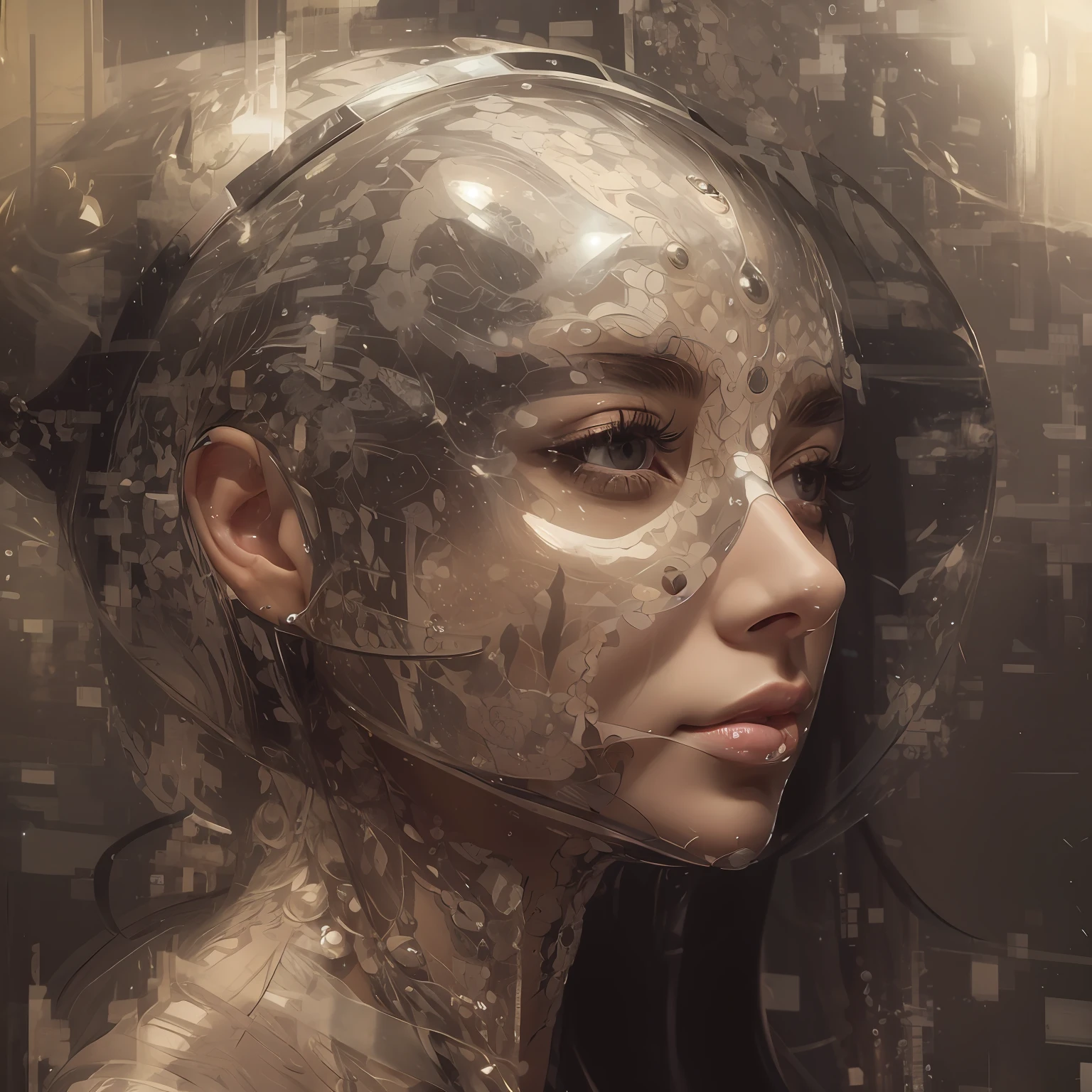 "Reveal her countenance, capturing the essence of a woman with a flawlessly clear visage and astonishing lifelike precision."