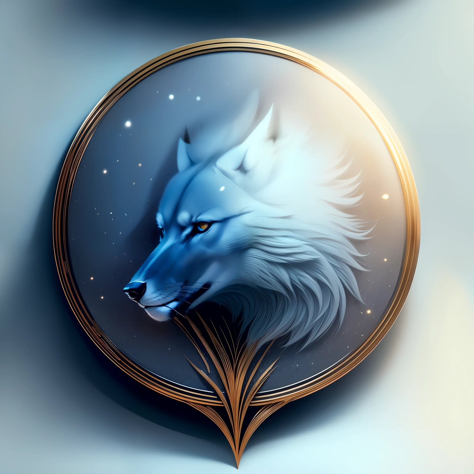 centralizado no meio de um circulo um lobo, com fundo totalmente branco