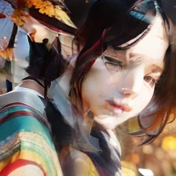 (8K, Best quality, Masterpiece:1.2),(Best quality:1.0), (超高分辨率:1.0), aquarelle, A beautiful woman, Shoulder, tress ribbon, author：Agnes Cecile, half-body portrait, extremely luminous bright design, Pastel colors, (ink:1.3), Autumn lights，nakeness