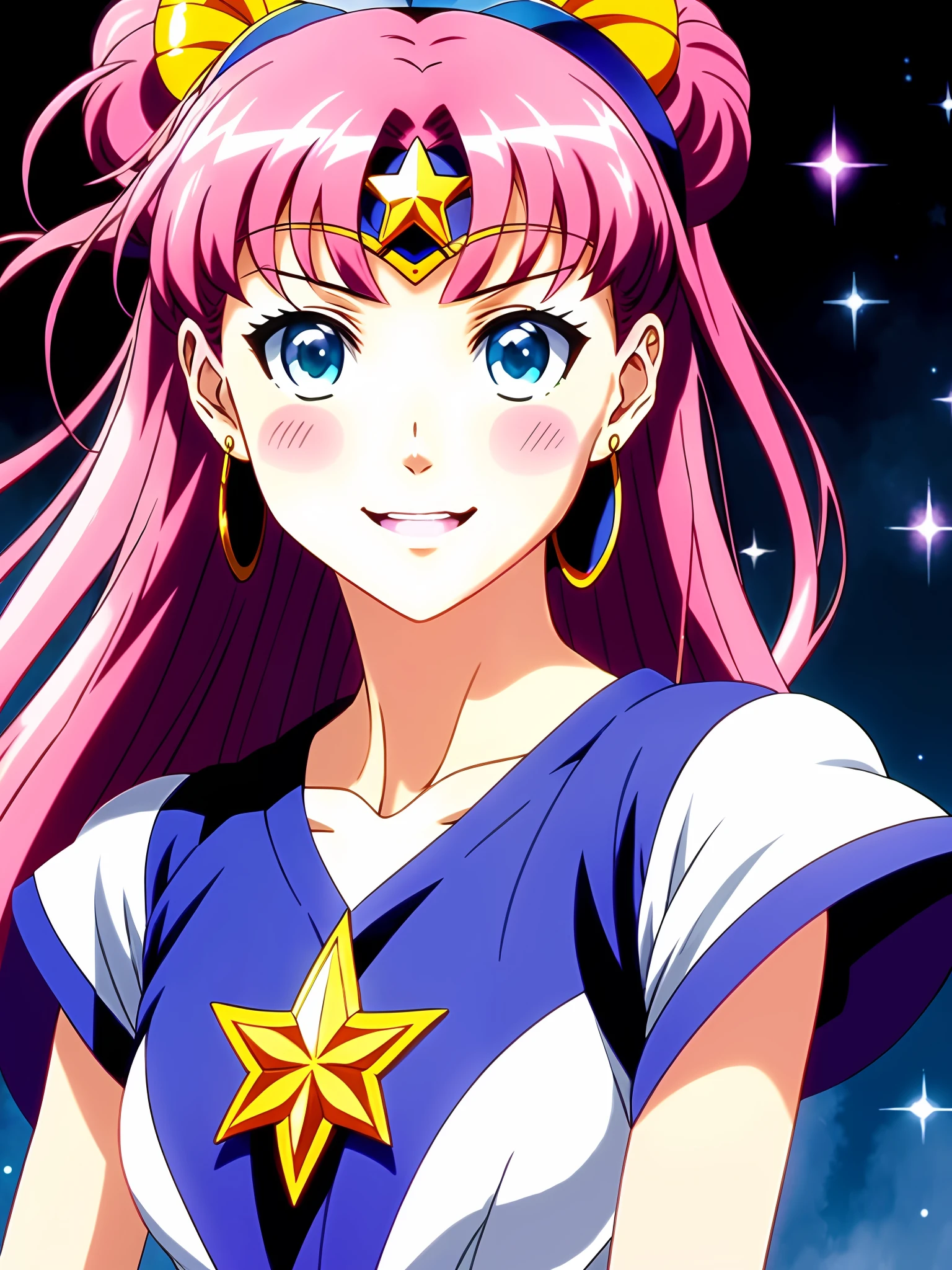 A ultra detailed portrait of a sailor moon 1girl smiling, color digital painting, highly detailed, digital painting, artstation, intricate, sharp focus, warm lighting, attractive, high quality, masterpiece, award-winning art, art by Yoshitaka Amano, and Brian Froud, trending on artstation, trending on deviantart, Anime Key Visual, anime coloring, (anime screencap:1.2),(Graphic Novel),(style of anime:1.3), trending on CGSociety