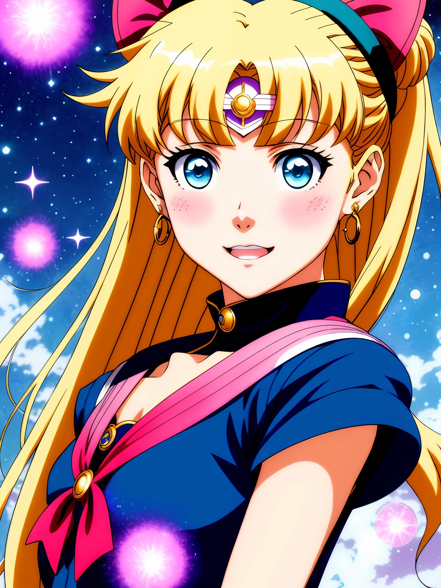 A ultra detailed portrait of a sailor moon 1girl smiling, color digital painting, highly detailed, digital painting, artstation, intricate, sharp focus, warm lighting, attractive, high quality, masterpiece, award-winning art, art by Yoshitaka Amano, and Brian Froud, trending on artstation, trending on deviantart, Anime Key Visual, anime coloring, (anime screencap:1.2),(Graphic Novel),(style of anime:1.3), trending on CGSociety