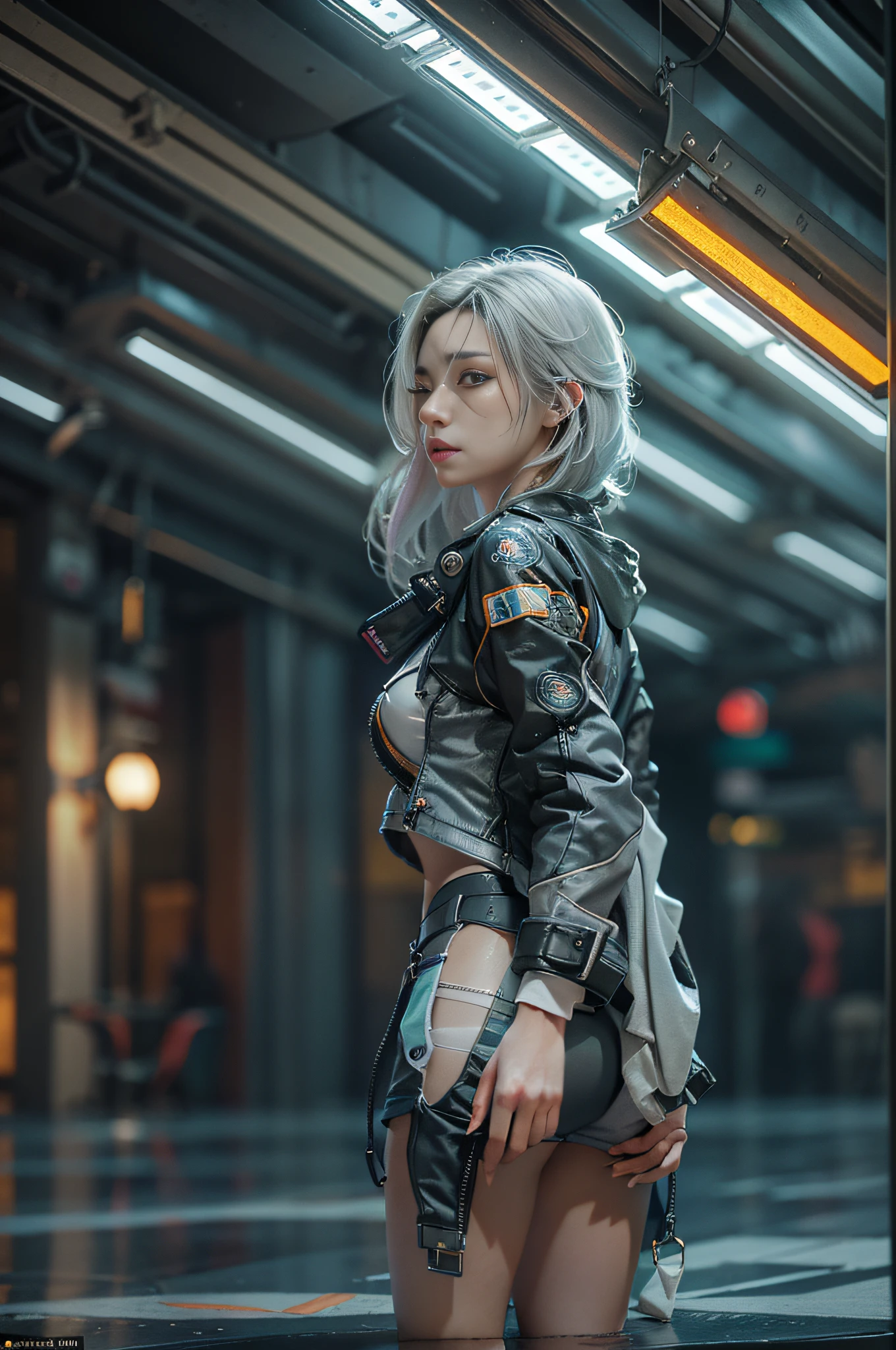 ((Best quality)), ((masterpiece)), (detailed:1.4), 3D, an image of a beautiful cyberpunk female,HDR (High Dynamic Range),Ray Tracing,NVIDIA RTX,Super-Resolution,Unreal 5,Subsurface scattering,PBR Texturing,Post-processing,Anisotropic Filtering,Depth-of-field,Maximum clarity and sharpness,Multi-layered textures,Albedo and Specular maps,Surface shading,Accurate simulation of light-material interaction,Perfect proportions,Octane Render,Two-tone lighting,Wide aperture,Low ISO,White balance,Rule of thirds,8K RAW,