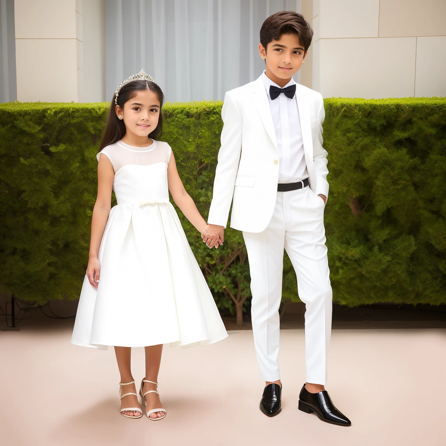 A Rich Family Boy wearing expensive clothes and next to him his A 7 girl wearing a white dress and wearing a heel (pele altamente detalhada: 1.2), 8k uhd, dslr, soft-lighting, alta qualidade