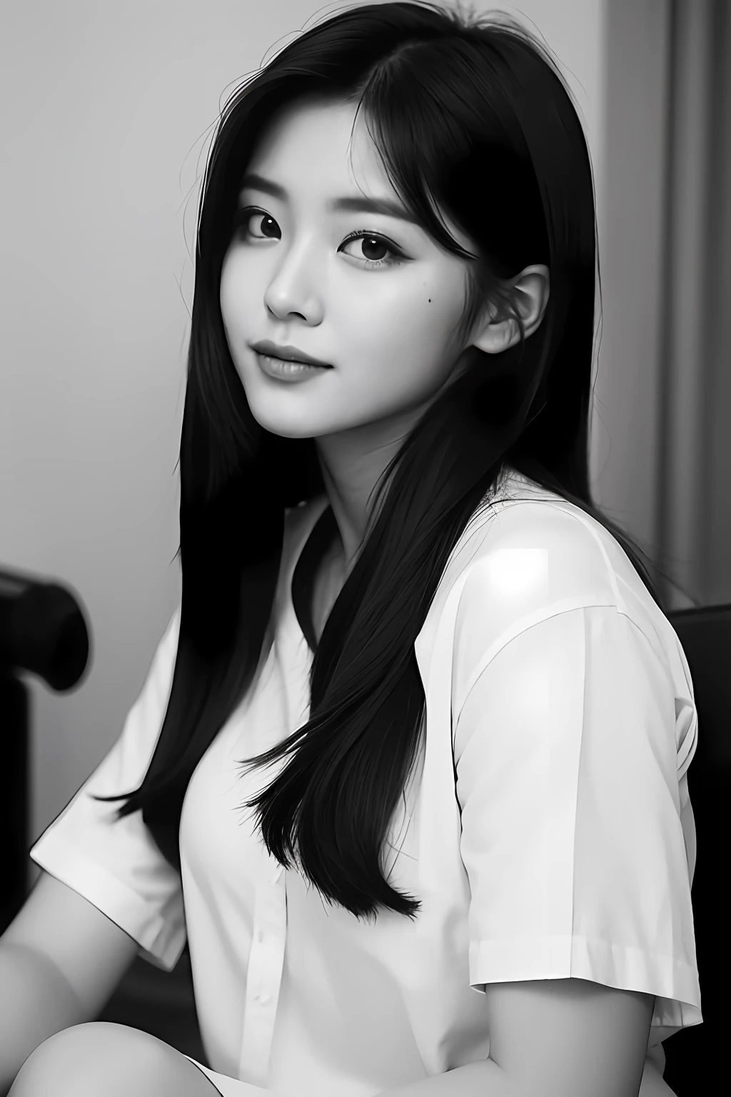Photo of a Beautiful Korean kpop idol Woman, Summer, lecherous, filmgrain, Ilford HP5, 80mm