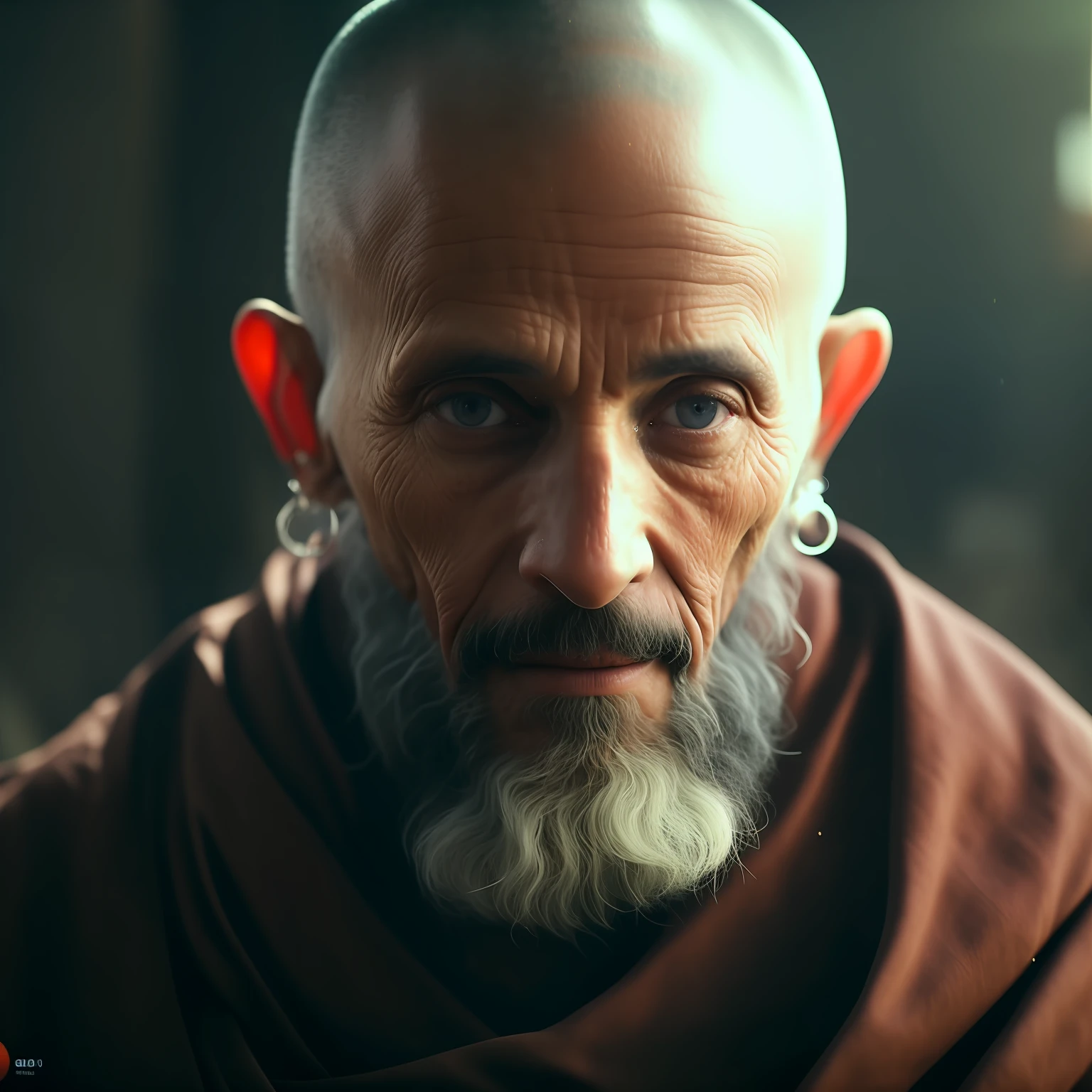 a monk, who is looking into the camera, 8k