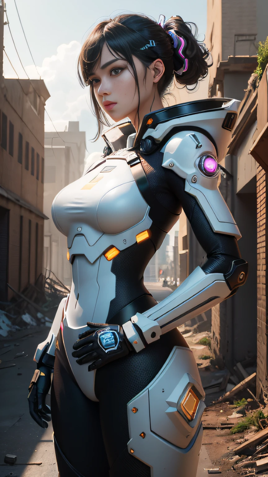 ((Best quality)), ((masterpiece)), (highly detailed:1.3), 3D,Shitu-mecha, beautiful cyberpunk women with her mecha in the ruins of city from a forgoten war, ancient technology,HDR (High Dynamic Range),Ray Tracing,NVIDIA RTX,Super-Resolution,Unreal 5,Subsurface scattering,PBR Texturing,Post-processing,Anisotropic Filtering,Depth-of-field,Maximum clarity and sharpness,Multi-layered textures,Albedo and Specular maps,Surface shading,Accurate simulation of light-material interaction,Perfect proportions,Octane Render,Two-tone lighting,Low ISO,White balance,Rule of thirds,Wide aperature,8K RAW,Efficient Sub-Pixel,sub-pixel convolution,luminescent particles,light scattering,Tyndall effect