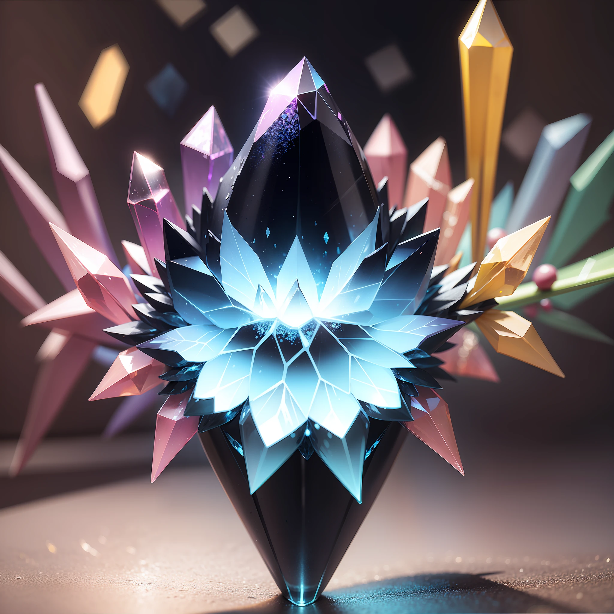 Colored transparent crystal、Ray traching、depth of fields、light particules、reflective light、rim-light、bloom effect、tmasterpiece、best qualtiy --auto
