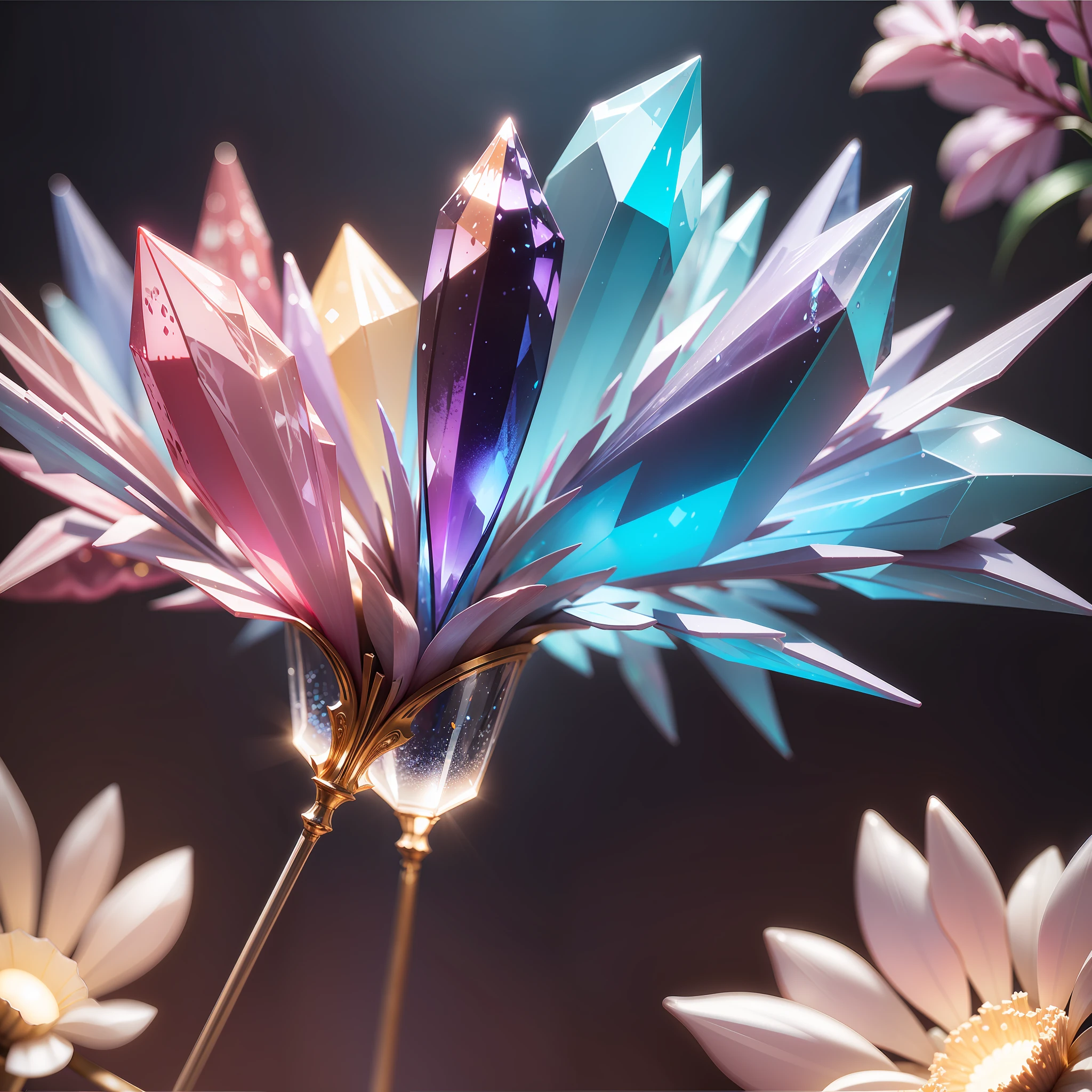 Colored transparent crystal、Ray traching、depth of fields、light particules、reflective light、rim-light、bloom effect、tmasterpiece、best qualtiy --auto