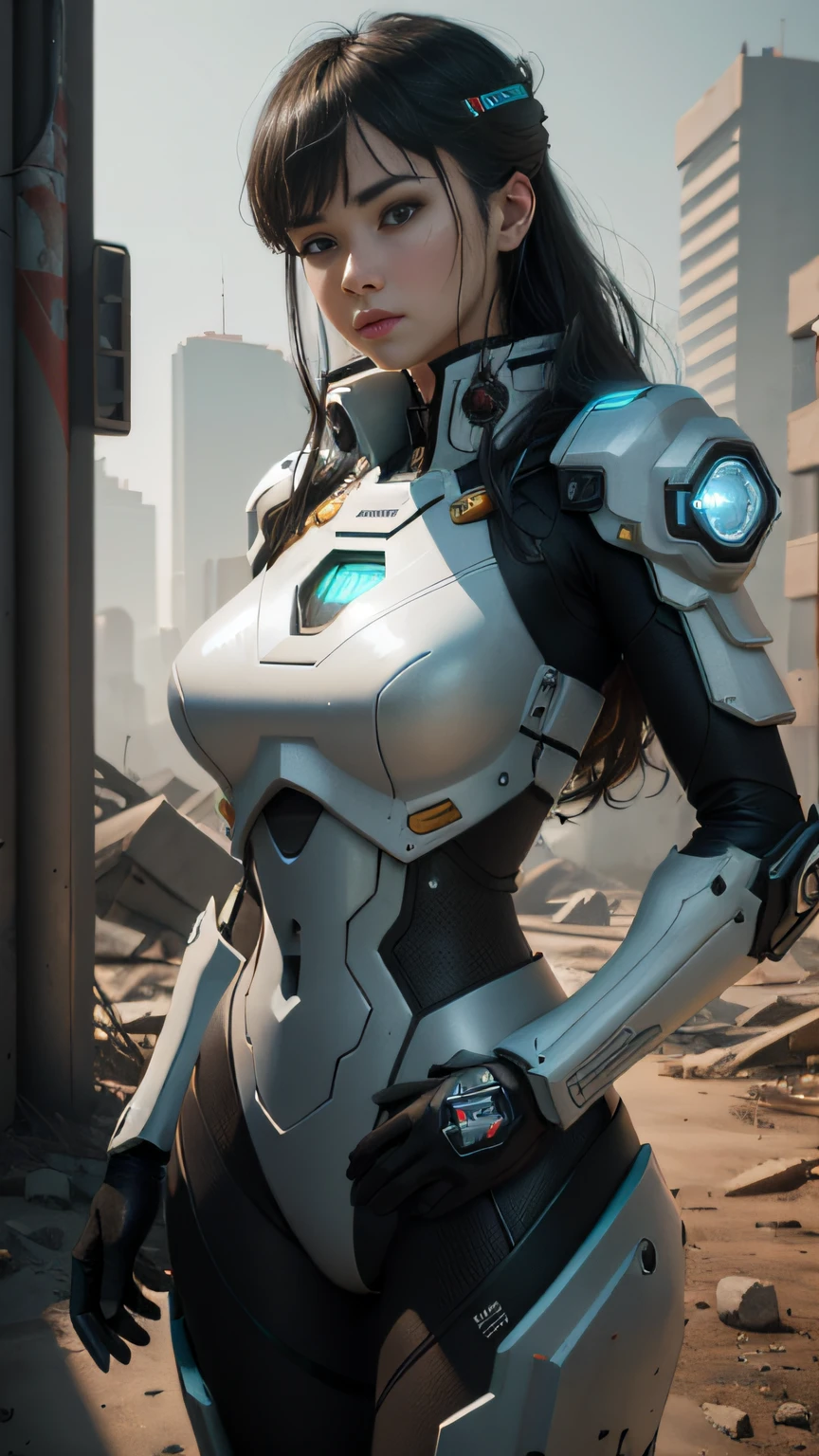 ((Best quality)), ((masterpiece)), (highly detailed:1.3), 3D,Shitu-mecha, beautiful cyberpunk women with her mecha in the ruins of city from a forgoten war, ancient technology,HDR (High Dynamic Range),Ray Tracing,NVIDIA RTX,Super-Resolution,Unreal 5,Subsurface scattering,PBR Texturing,Post-processing,Anisotropic Filtering,Depth-of-field,Maximum clarity and sharpness,Multi-layered textures,Albedo and Specular maps,Surface shading,Accurate simulation of light-material interaction,Perfect proportions,Octane Render,Two-tone lighting,Low ISO,White balance,Rule of thirds,Wide aperature,8K RAW,Efficient Sub-Pixel,sub-pixel convolution,luminescent particles,light scattering,Tyndall effect
