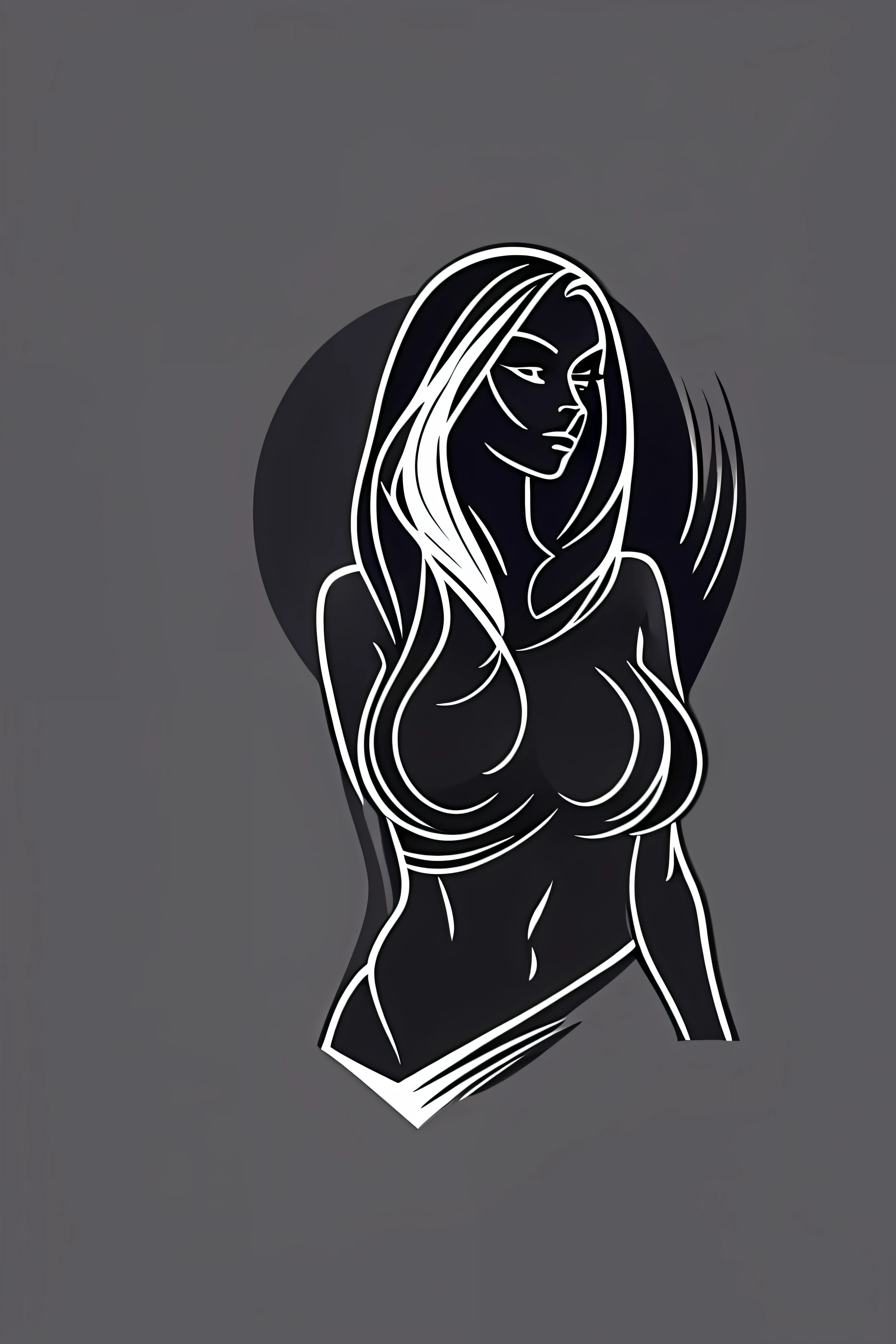 tshirt logo design isolated in black background, sexy woman silhouette bikini at the beach, masterpiece, best quality, ((detailed face)), ((award winning)), (High Detail), Sharp, 8k, vectorial art