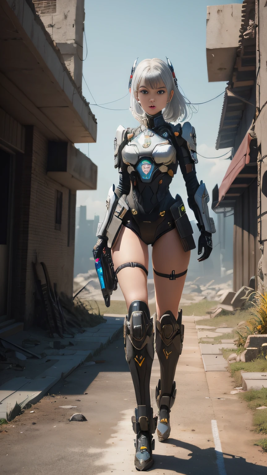 ((Best quality)), ((masterpiece)), (highly detailed:1.3), 3D,Shitu-mecha, beautiful cyberpunk women with her mecha in the ruins of city from a forgoten war, ancient technology,HDR (High Dynamic Range),Ray Tracing,NVIDIA RTX,Super-Resolution,Unreal 5,Subsurface scattering,PBR Texturing,Post-processing,Anisotropic Filtering,Depth-of-field,Maximum clarity and sharpness,Multi-layered textures,Albedo and Specular maps,Surface shading,Accurate simulation of light-material interaction,Perfect proportions,Octane Render,Two-tone lighting,Low ISO,White balance,Rule of thirds,Wide aperature,8K RAW,Efficient Sub-Pixel,sub-pixel convolution,luminescent particles,light scattering,Tyndall effect