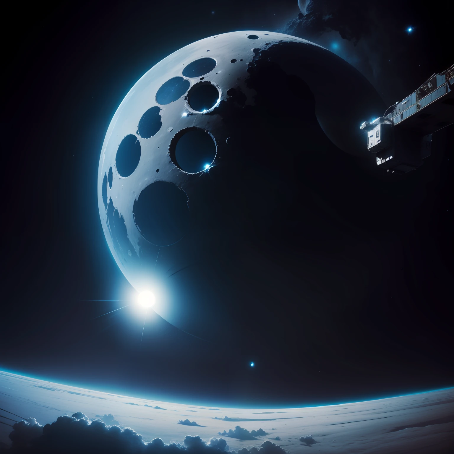 Isolated moon in space