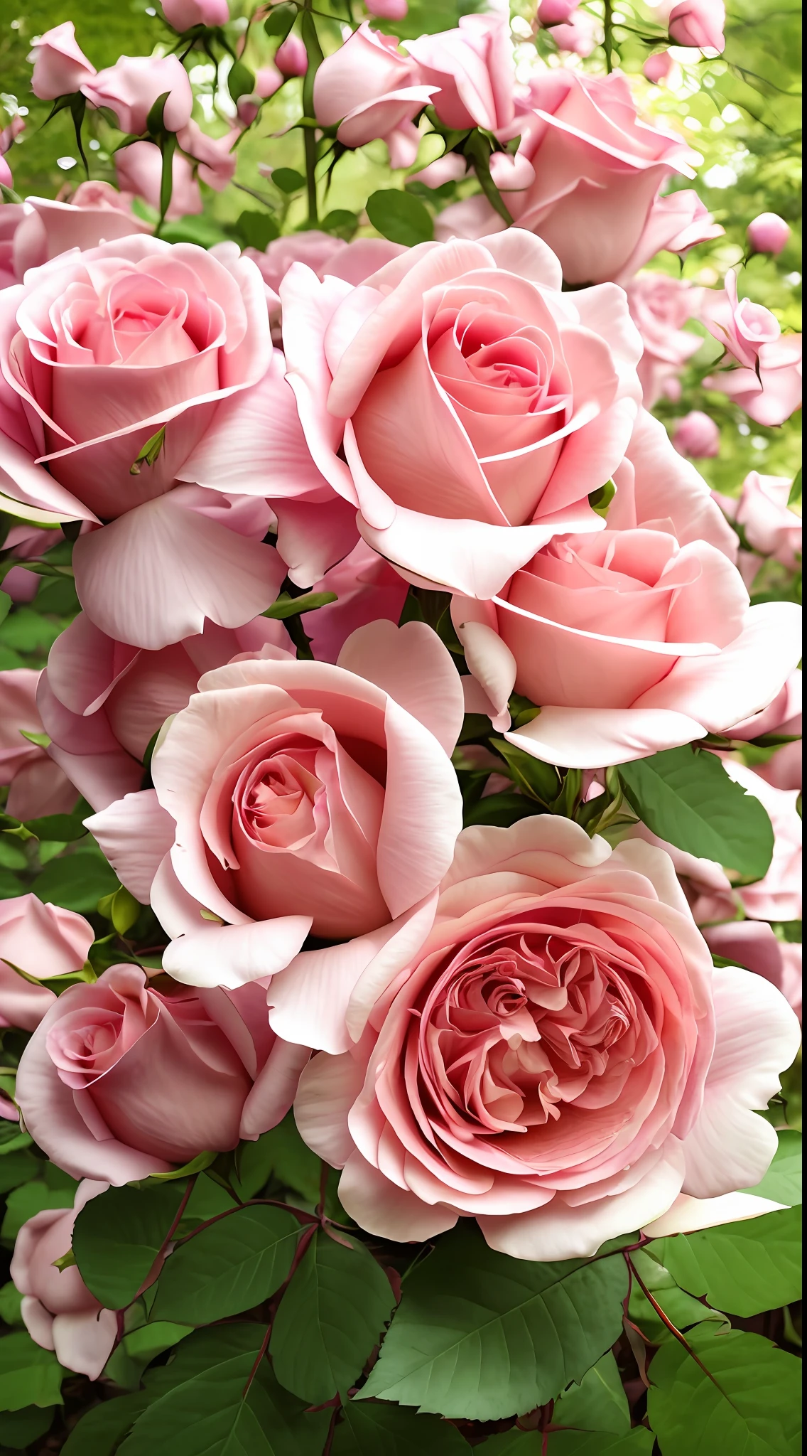 There are pink roses in the leafy garden, rose-brambles, rose twining, rosa bonheurn, pink rosa, Incredibly beautiful, rosette, Pink rose, Pink flowers, Rose, beautiful aesthetic, Pink big breasts, Rose garden, light pink tonalities, Rozen Maiden, Just beautiful, Inspired by Anne Ross Lane, Inspired by Barbara Nasmyth, beautifully