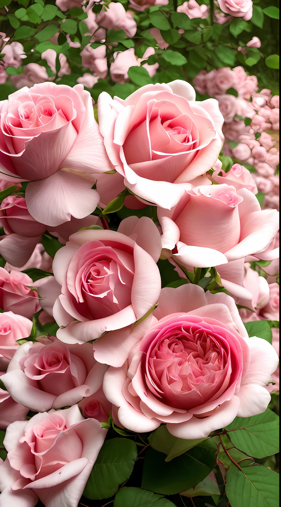There are pink roses in the leafy garden, rose-brambles, rose twining, rosa bonheurn, pink rosa, Incredibly beautiful, rosette, Pink rose, Pink flowers, Rose, beautiful aesthetic, Pink big breasts, Rose garden, light pink tonalities, Rozen Maiden, Just beautiful, Inspired by Anne Ross Lane, Inspired by Barbara Nasmyth, beautifully