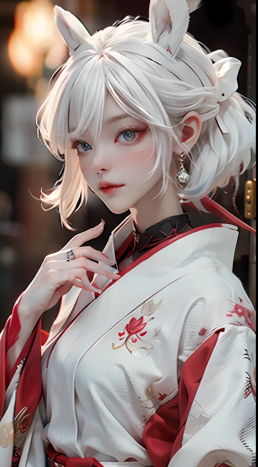 White-haired, red-eyed, beauty