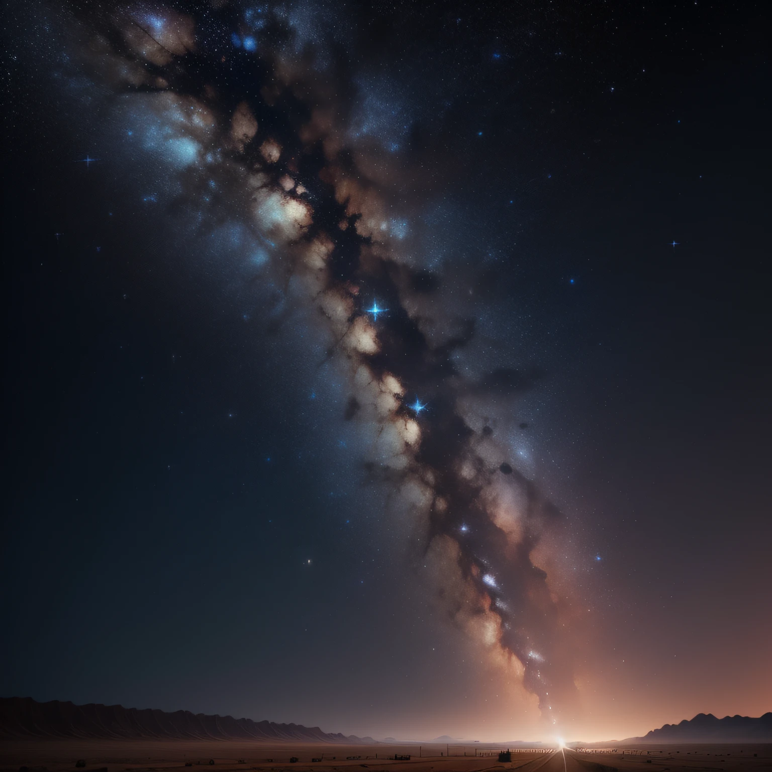(((obra-prima))), ultra realista, 4k, alto detalhamento, widescreen, 16:9, hd, firmamento, fotografia, night sky, galaxy, celestial vault, estrelas, via-lactea, night sky, desert plain, deserto