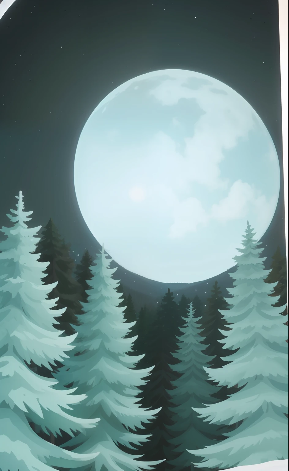 Paisagem Ultra realista, CENARIO de VIDA REAL, starly sky, lua, detalhado, 8k, pine trees,