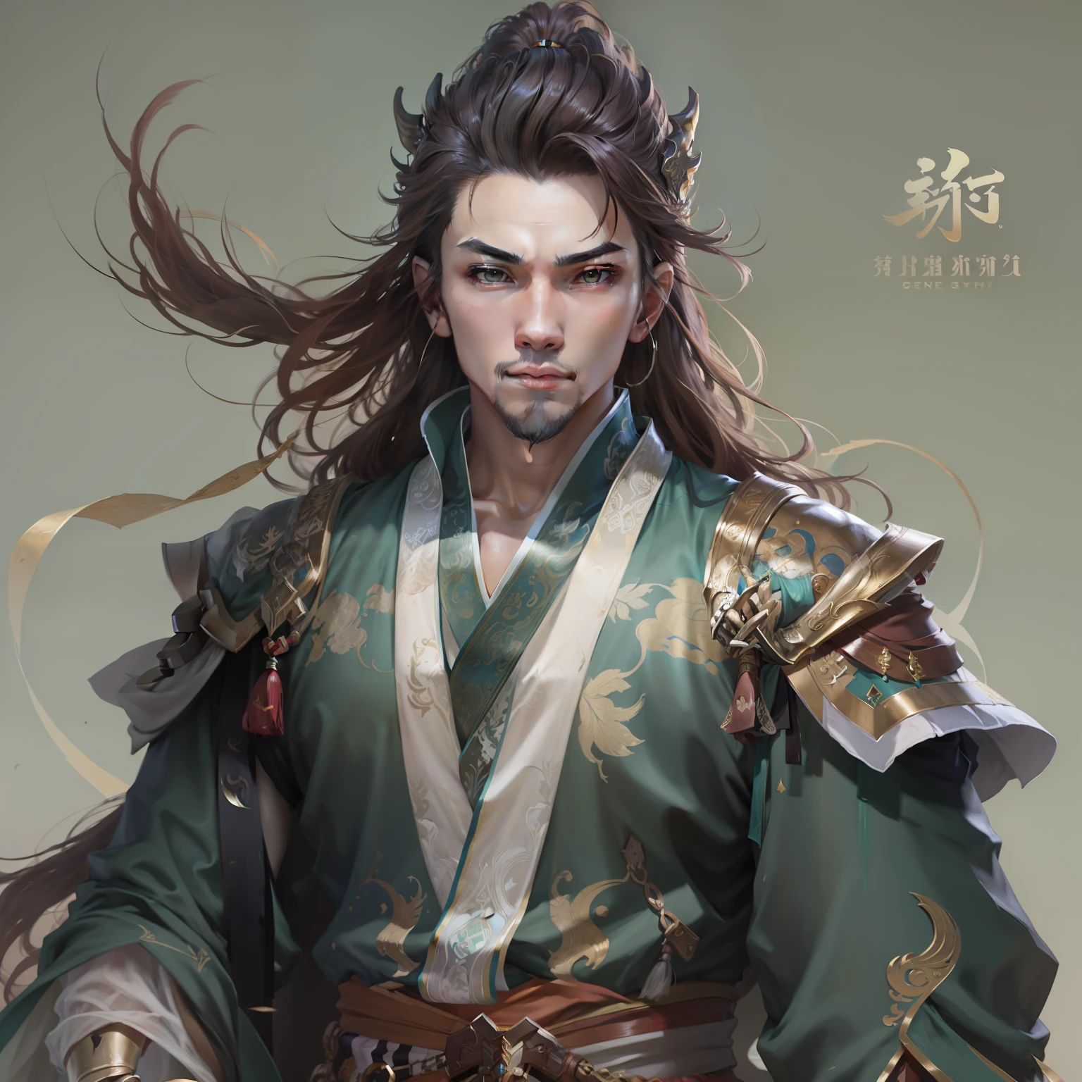 a close up of a young man in his 30's with brown eyes and brown hair, a hero in wuxia style, handsome guy, martial artist holding a bo staff, standing in a chinese monastary, new costume concept design, in the style of blade and soul, concept art of a monk, full body character concept, detailed character design, inspired by Yang Jin, inspired by Li Mei-Shu, chinese costume, inspired by Lan Ying, inspired by Sim Sa-Jeong, inspired by Li Tang, lunar themed attire, costume with green accents, inspired by Ju Lian, colored concept art, highly detailed character design, highly detailed face, inspired by Ai Xuan, very highly detailed face, unreal engine render, final fantasy 14 style, inspired by Leng Mei
